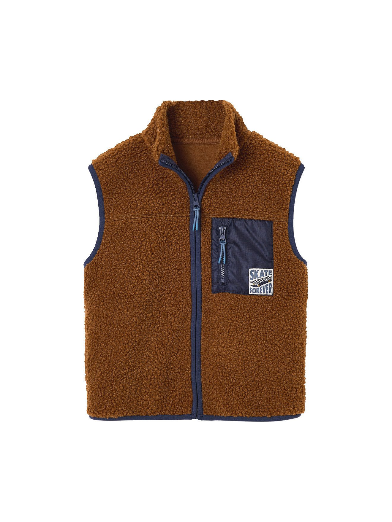 vertbaudet Fleecepullover Jungen Teddyfleece-Weste mit Brusttasche