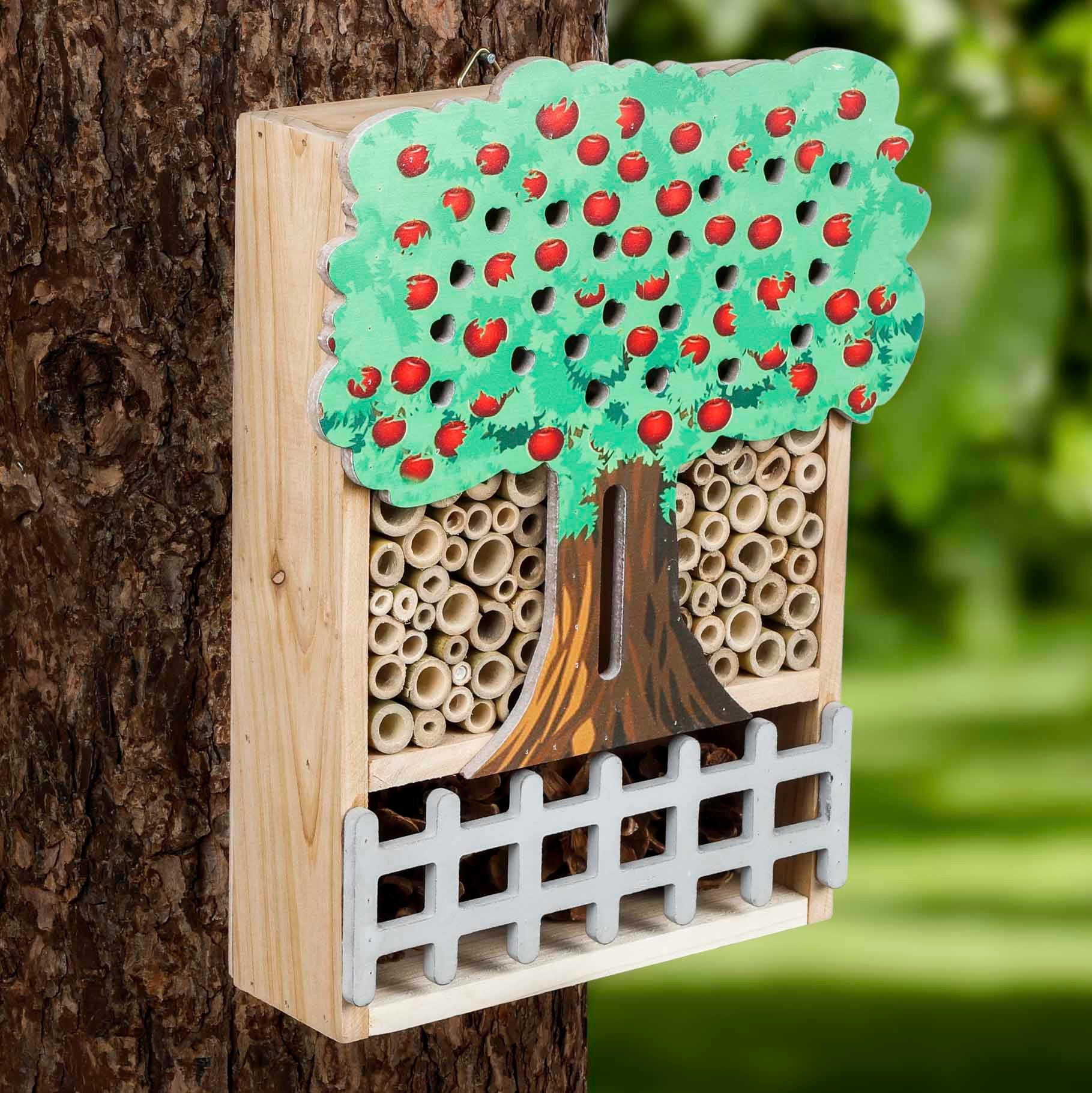 Haushalt International Insektenhotel Insektenhotel mit farbigem Baum Maße: ca. 30 x 24 x 7cm, (1-St)