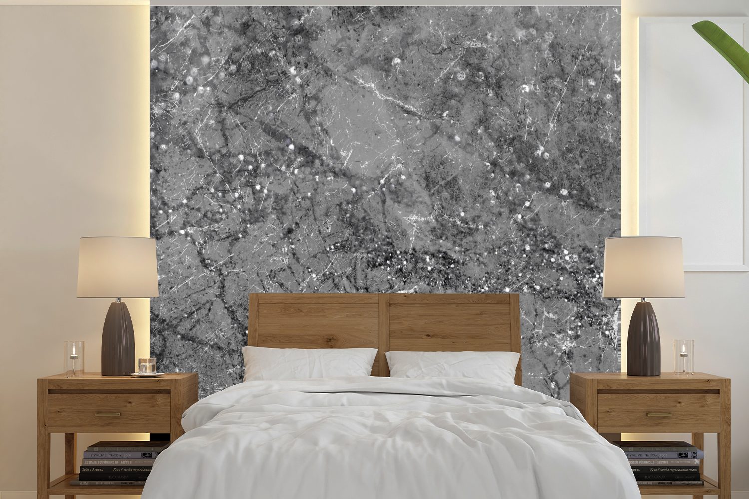 Marmor St), (5 oder Wandtapete - Wohnzimmer Matt, Schlafzimmer, MuchoWow Grau für Tapete Luxus, Vinyl - bedruckt, Fototapete