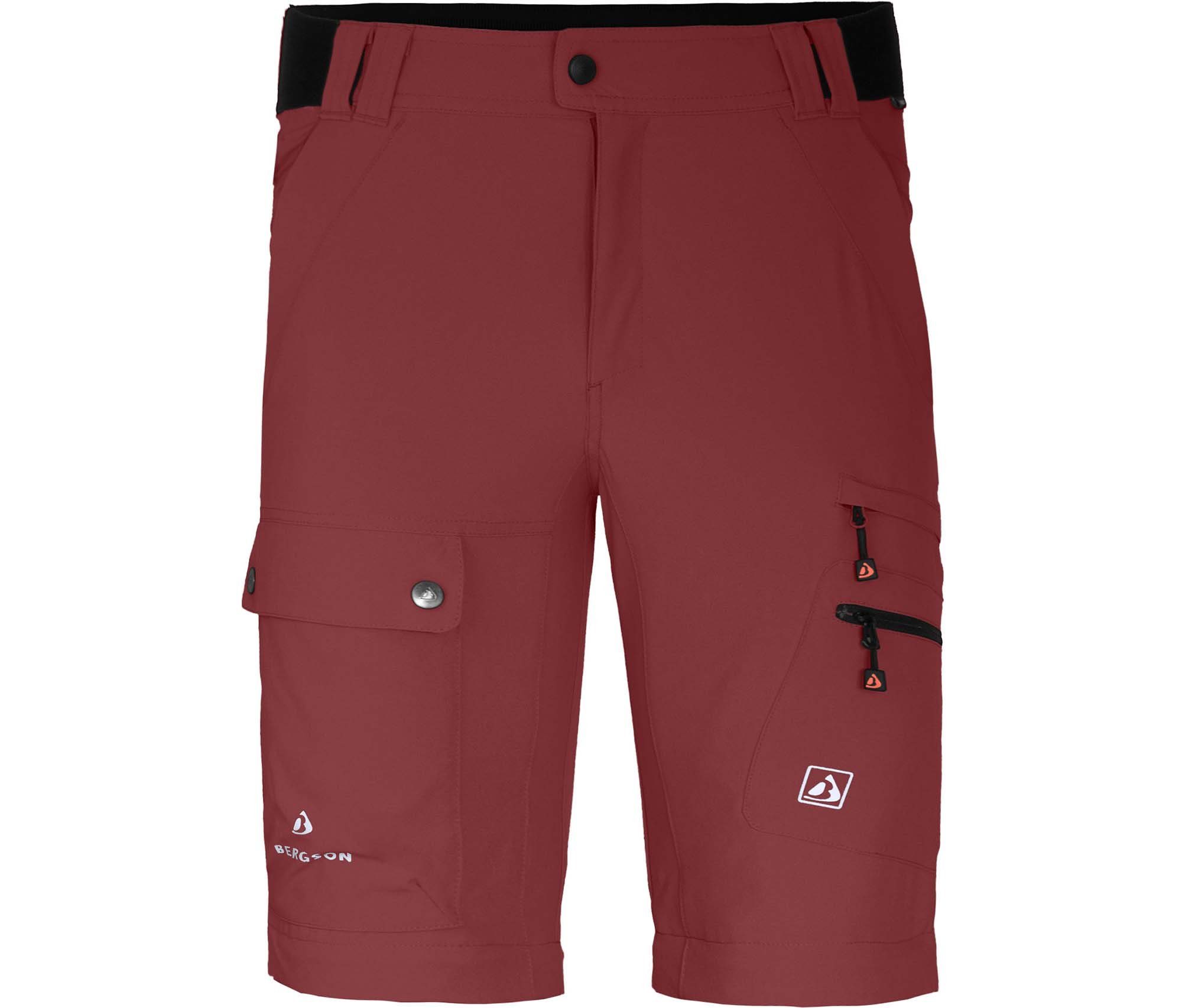 Bergson Zip-off-Hose Wanderhose, 8 recycelt, rot FROSLEV Taschen, Herren elastisch, Bermuda braun Zipp-Off Normalgrößen