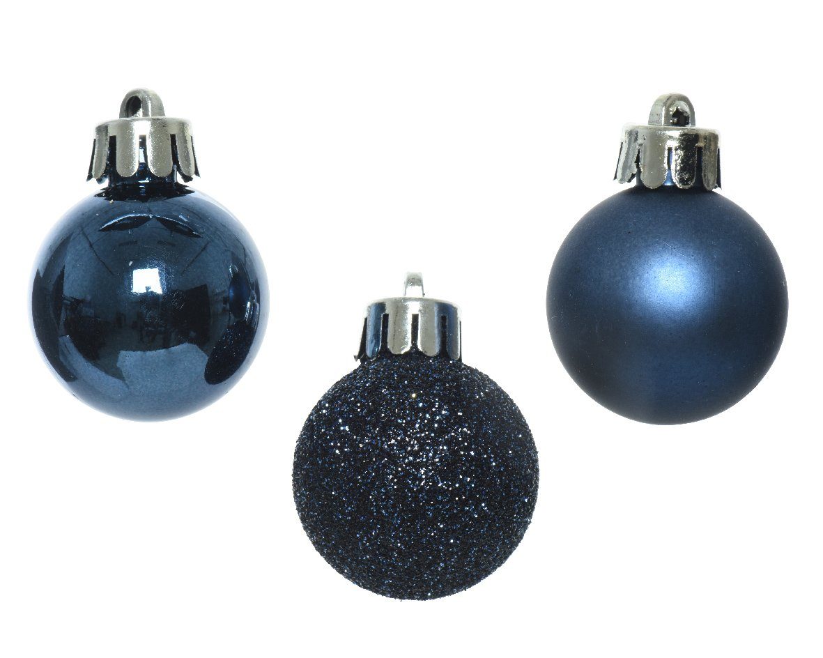 Decoris 14er Kunststoff 3cm Nachtblau decorations - Weihnachtskugeln Weihnachtsbaumkugel, season Set
