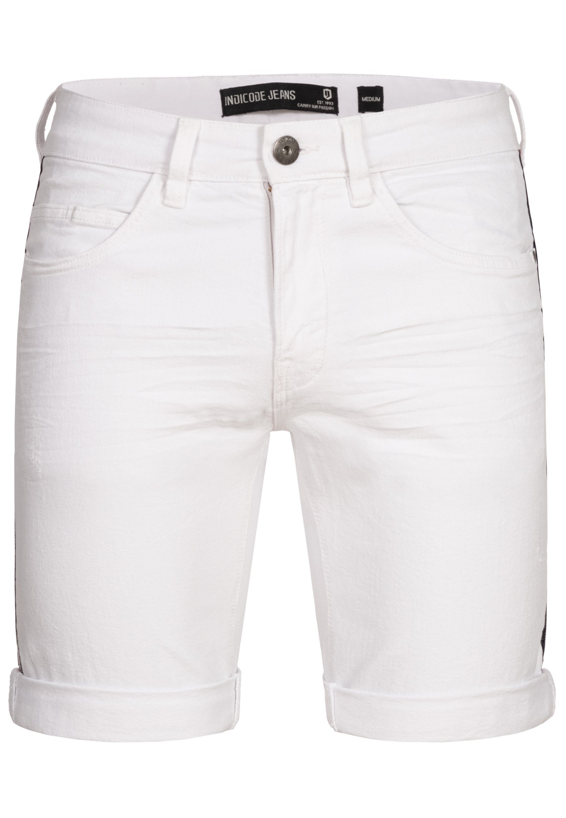 Indicode Jeansshorts Fife mit seitlichen Kontraststreifen günstig online kaufen