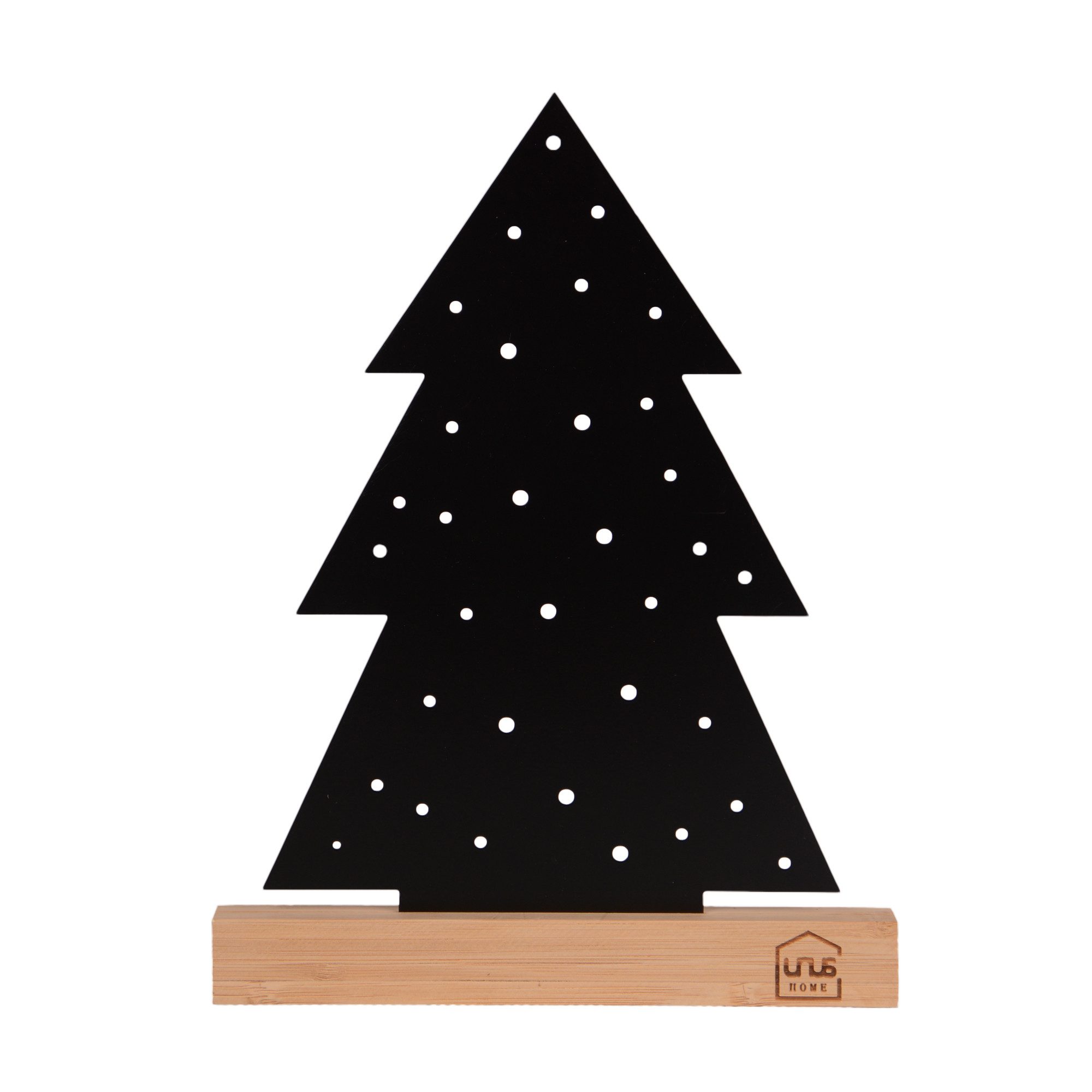 UNUS HOME Dekofigur Aufsteller Tannenbaum Weihnachtsdeko (Schwarz), Эко-товарes Bambus-Metall-Design, kompakt, vielseitig, stilvoll