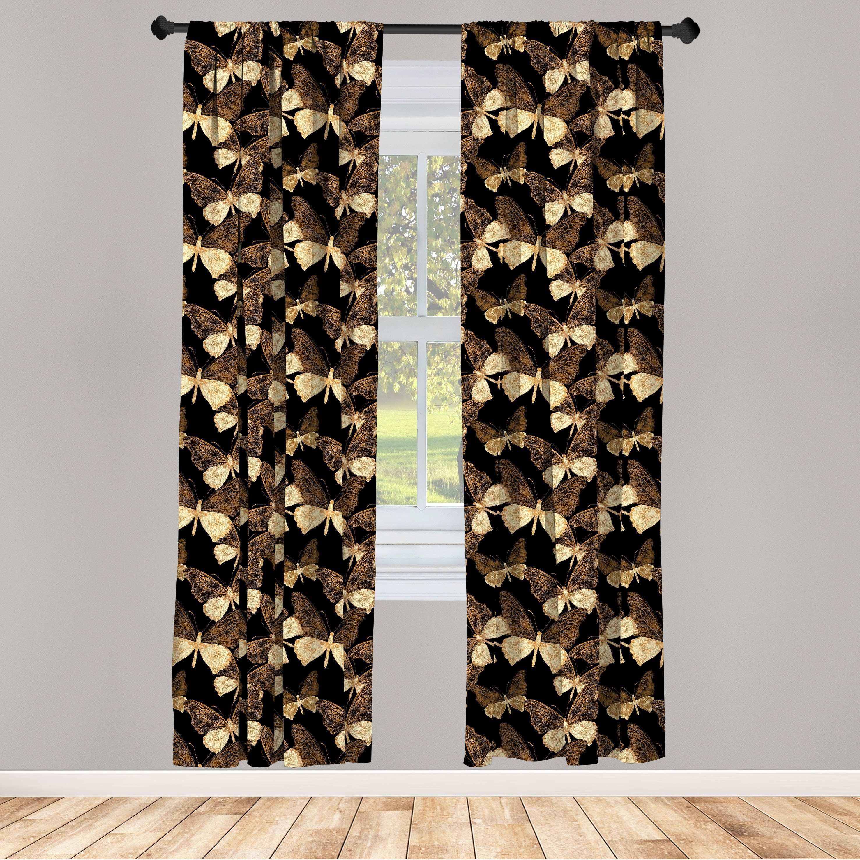 Gardine Vorhang für Wohnzimmer Schlafzimmer Dekor, Abakuhaus, Microfaser, Schmetterling Exotische tropische Weinlese