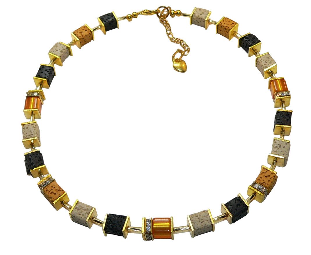 traumschmuck Kette ohne Anhänger 304 Würfelkette Collier Halskette Würfel Lava Polaris Strass (incl. Schmuckbox), handgefertigt, Made in Germany