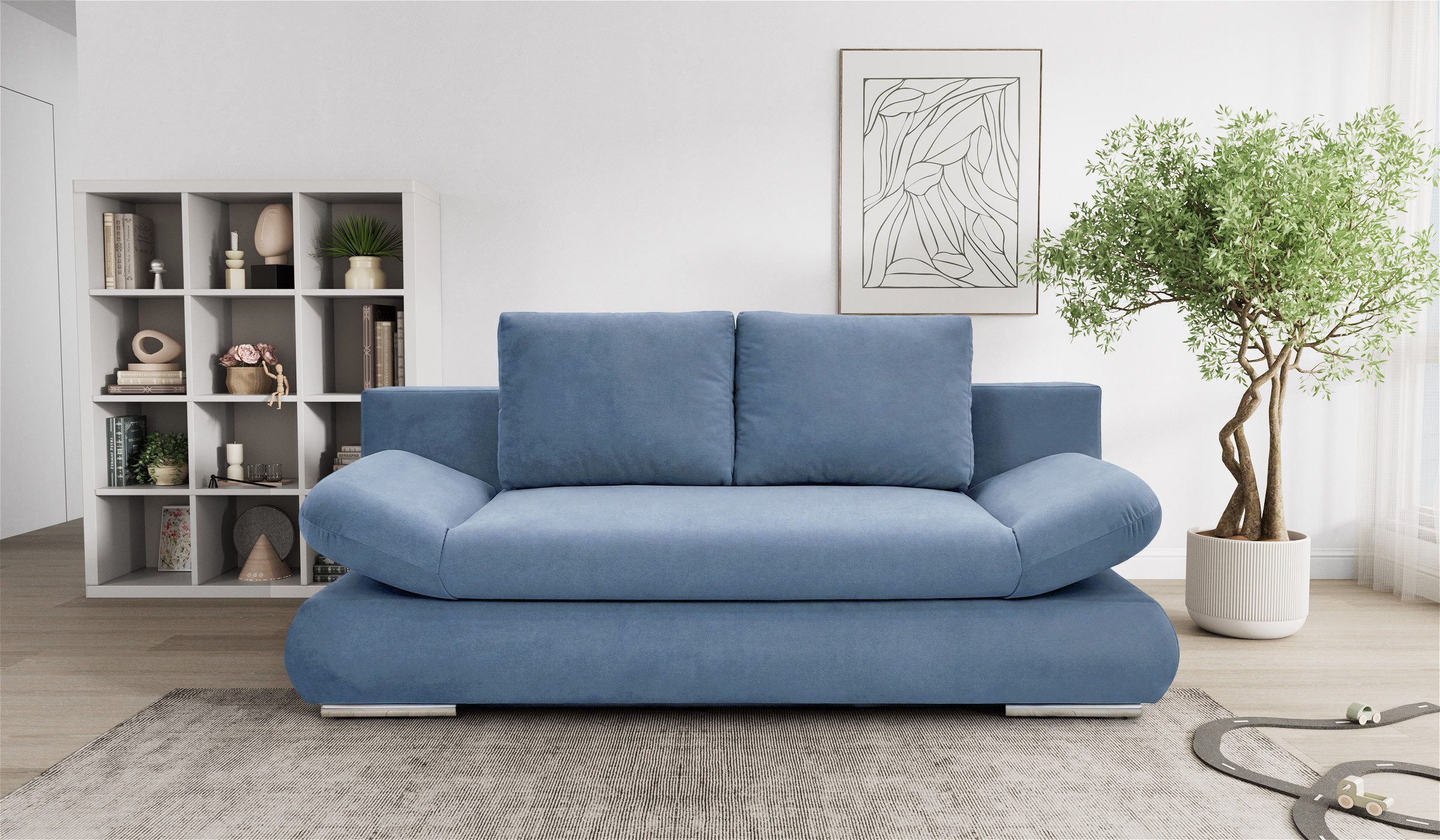 Hygger Möbelhaus Schlafsofa NEXT inklusive Bettfunktion, Stauraum & verstellbaren Armlehnen, 145 × 202 cm Liegefläche, großer Bettkasten, ideal für kleine, Räume – pflegeleichter Bezug & komfortable Federkernpolsterung.