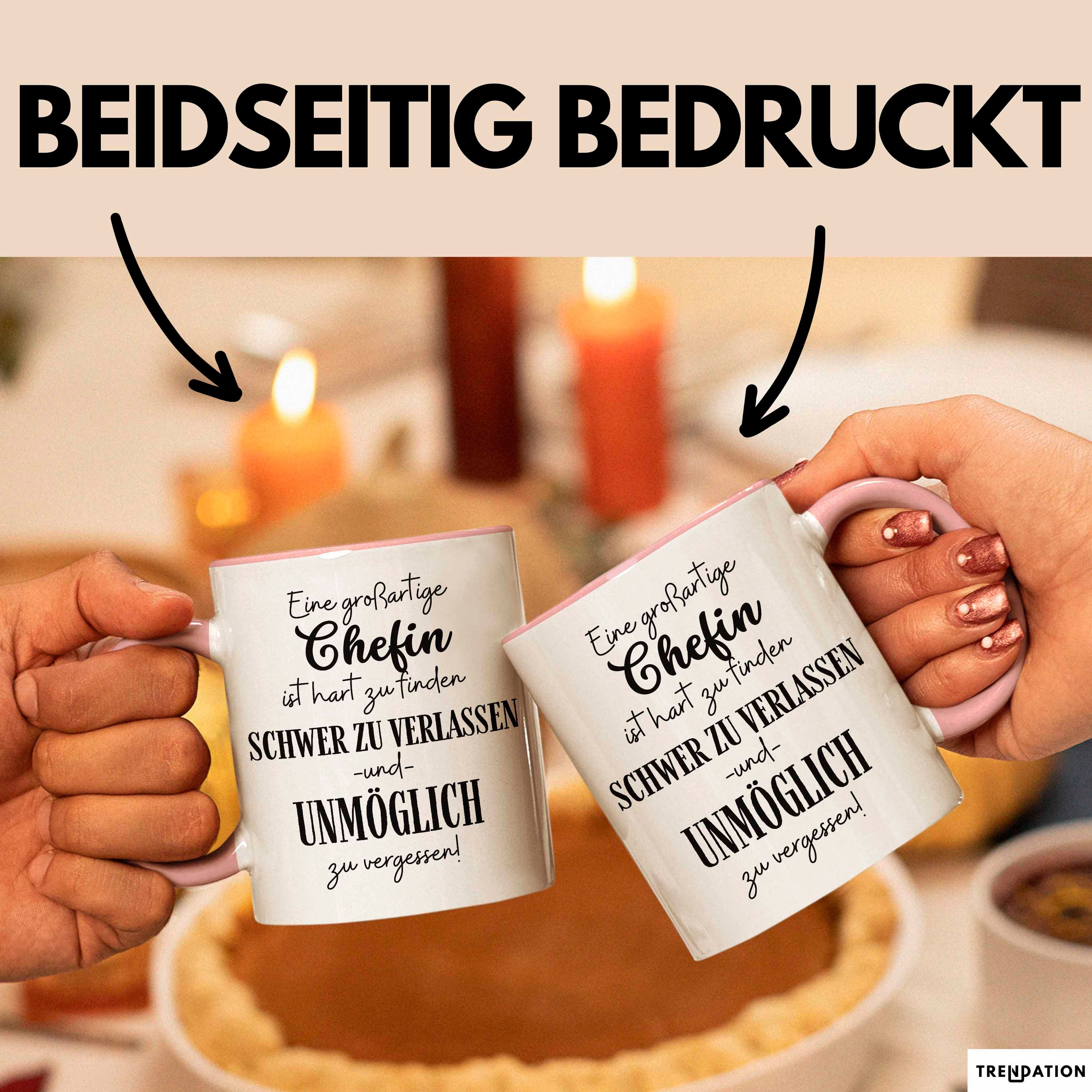 Trendation Tasse Chefin Abschied Geschenk Tasse Abschiedsgeschenk für Chefin Hart Zu Fi