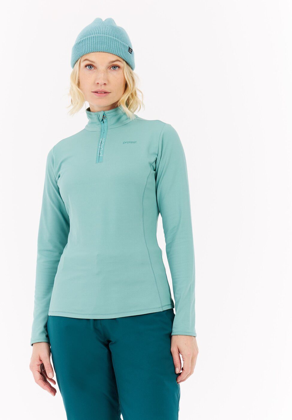Protest Stehkragenpullover REFABRIZ 1/4 zip top Glacial Blue