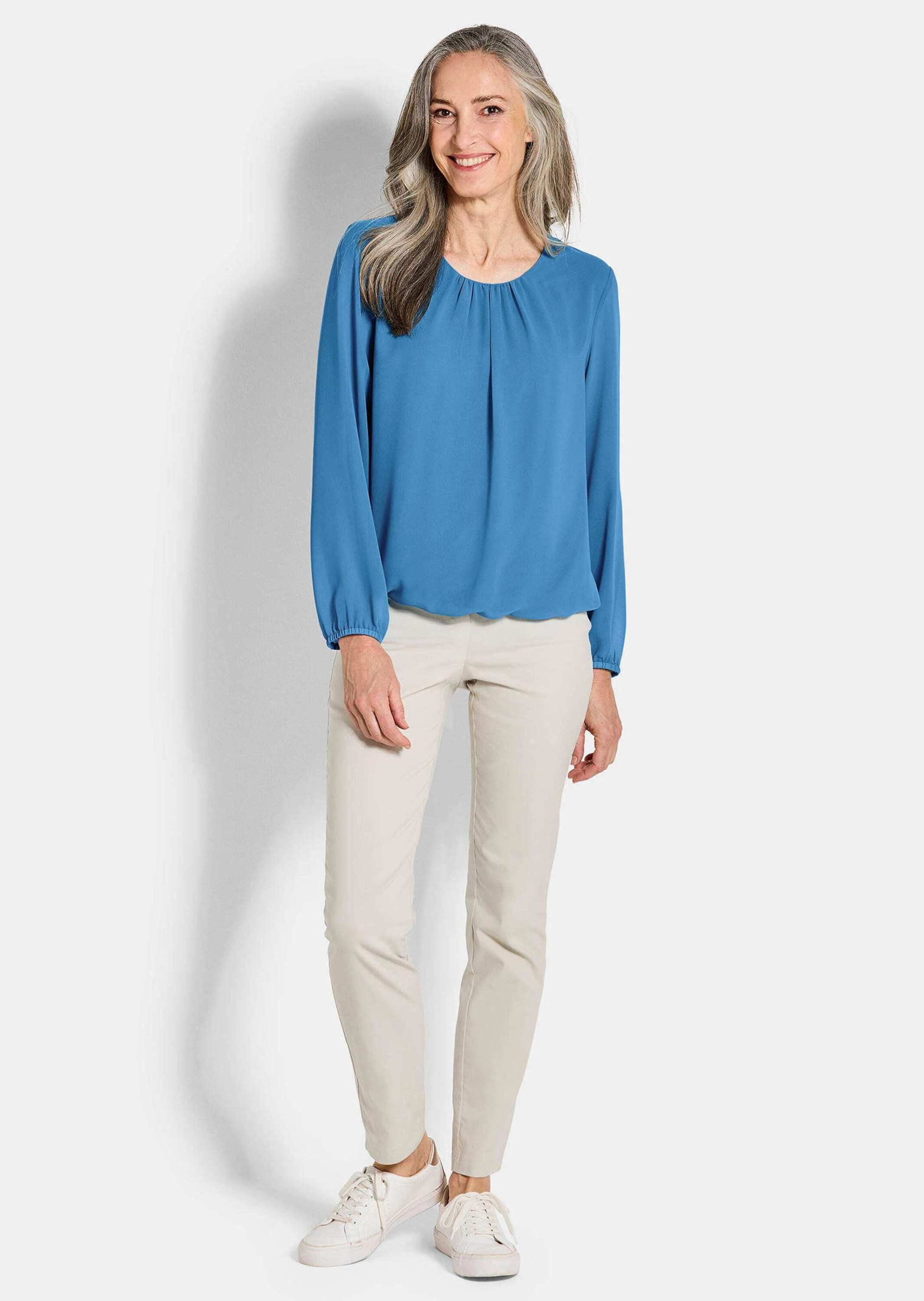 GOLDNER Klassische Bluse Jerseybluse mit Falten-Details Blusenshirt mit Run günstig online kaufen
