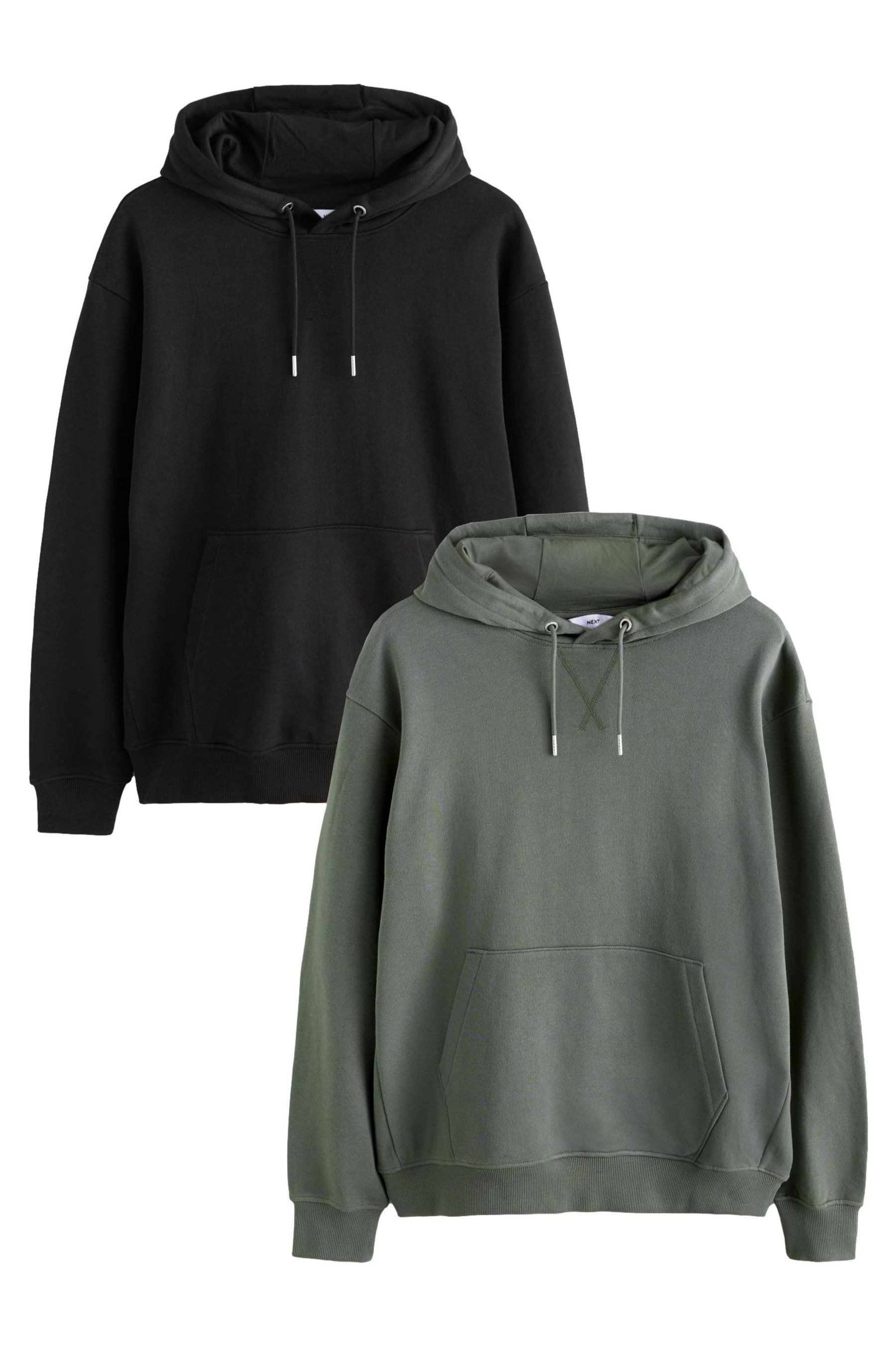 Next Kapuzenpullover Leichte Baumwolljersey-Hoodies, 2er-Pack (2-tlg)