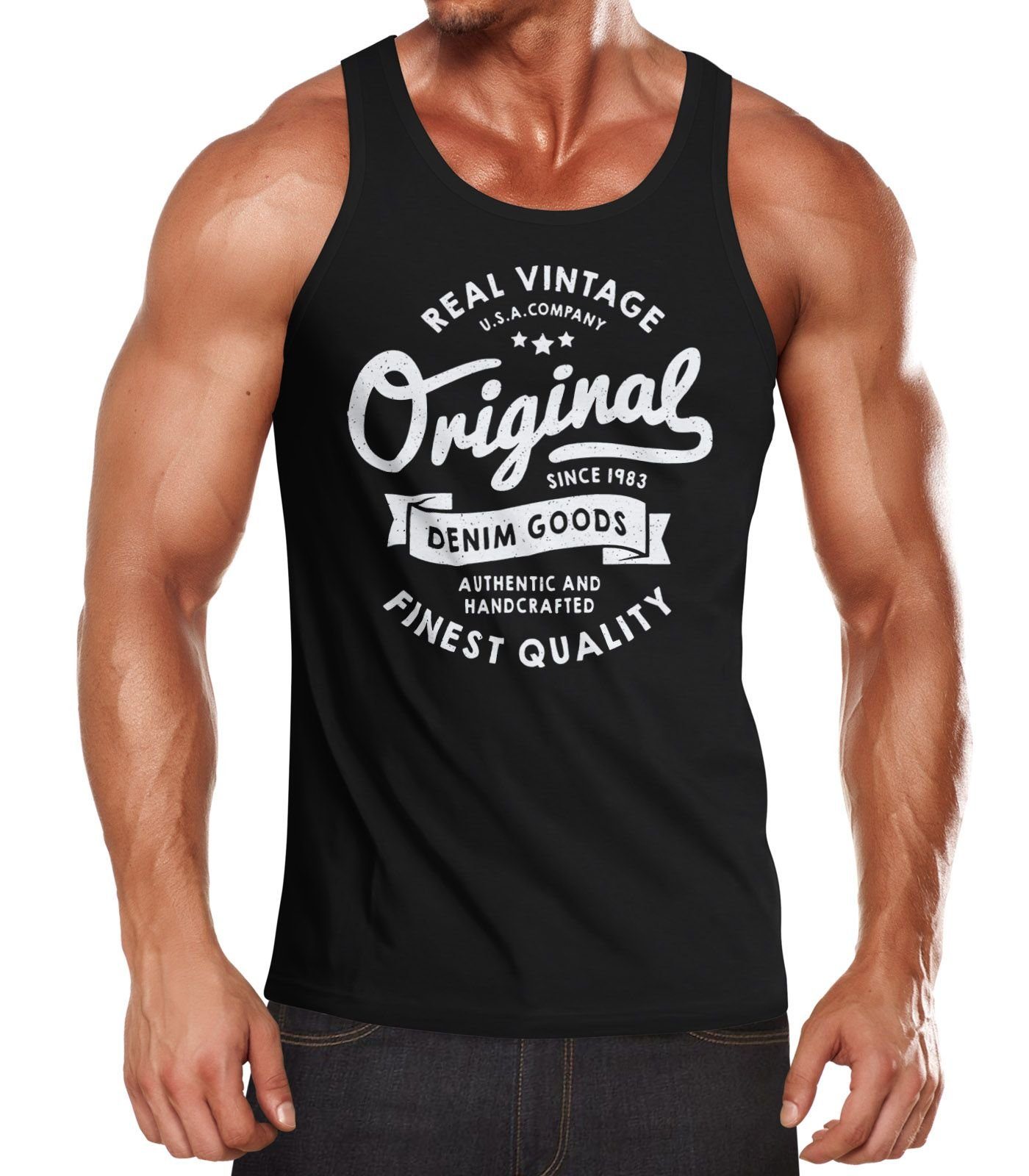 Neverless Tanktop Herren Tank-Top Original Denim günstig online kaufen