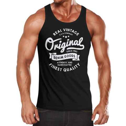 Neverless Tanktop Herren Tank-Top Original Denim Goods Vintage Druck Muskelshirt Muscle Shirt Neverless® mit Print