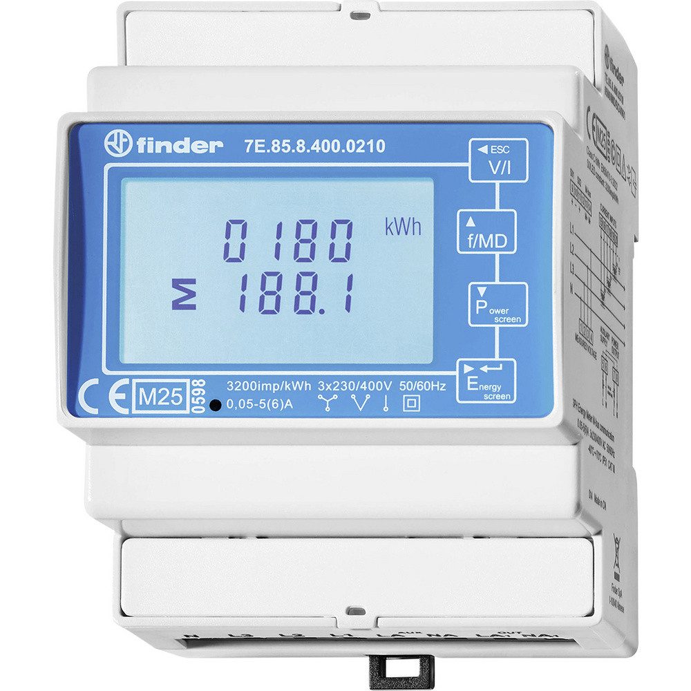 finder Wechselstromzähler Finder 7E.85.8.400.0210 7E.85.8.400.0210 Energiezähler digital 1 S, 7E.85.8.400.0210