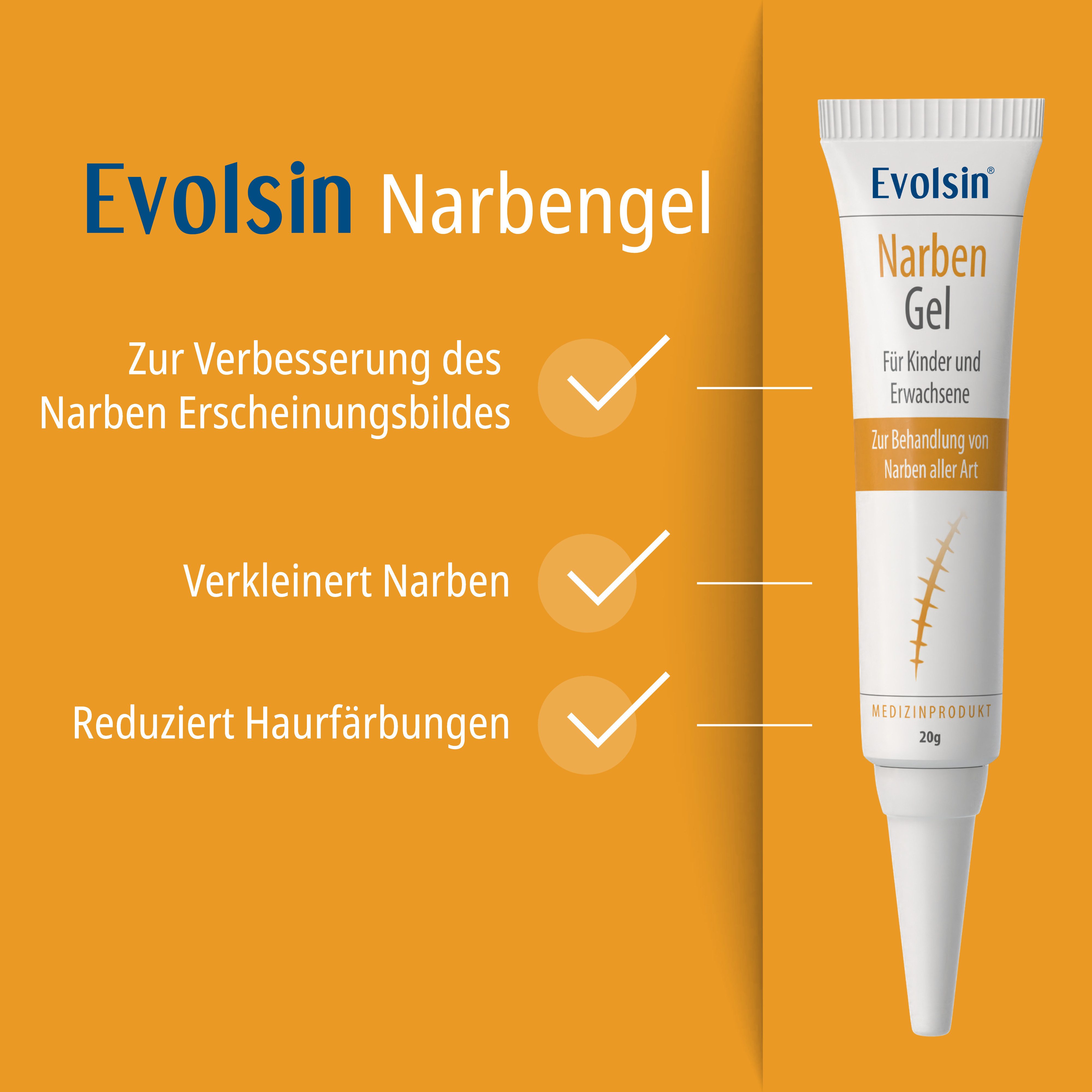 Evolsin Hautpflegegel Narbengel für Kinder & Erwachsene aus der Apotheke, Verbesserung der narben, Reduziert Hautverfärbungen