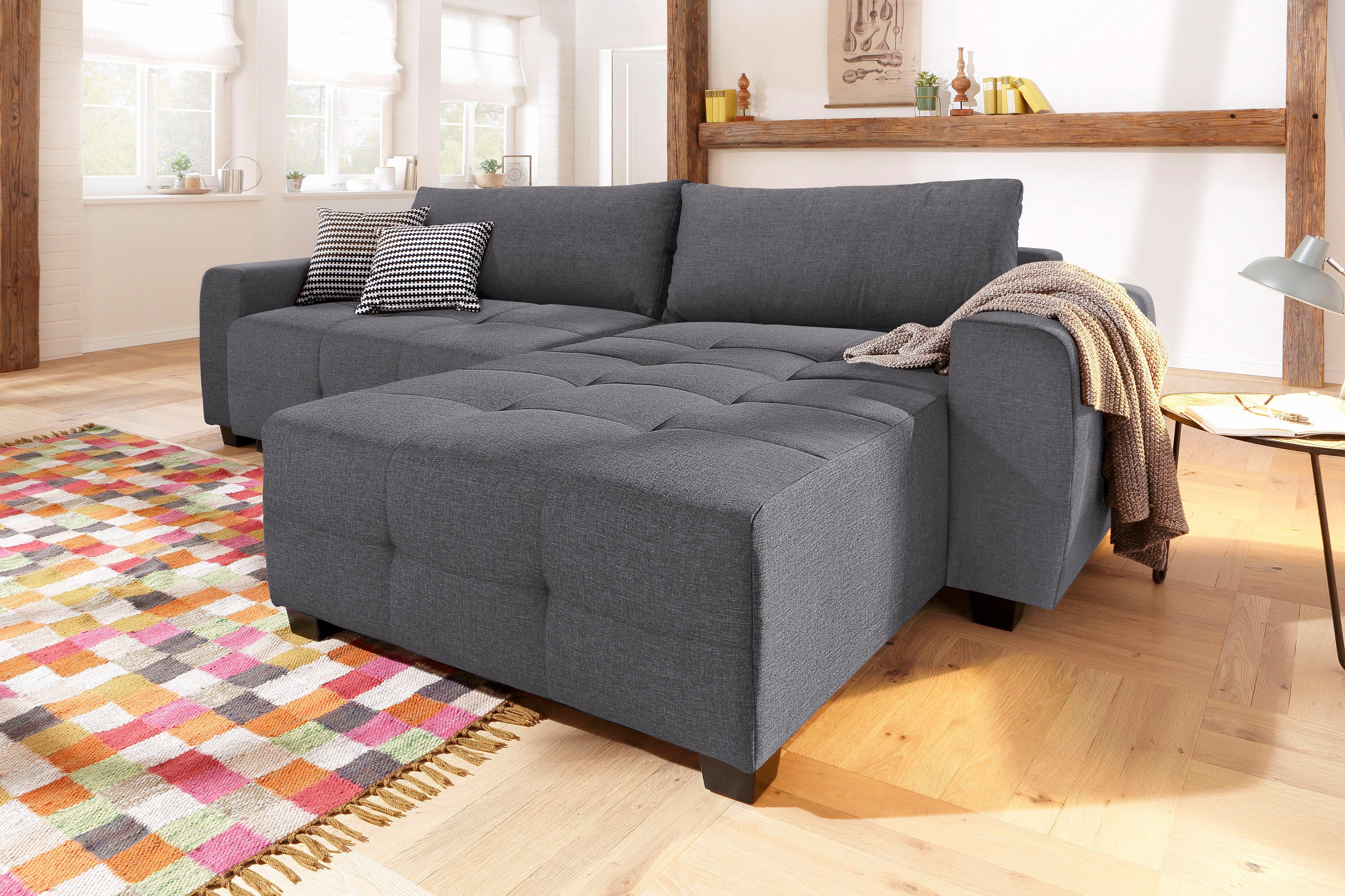 Home affaire Ecksofa "Bella L-Form, B: 254 cm" mit 2 Zierkissen, optional B günstig online kaufen
