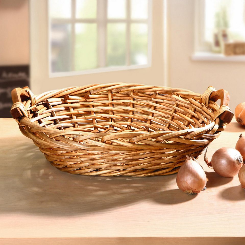 Thumbnail - Frank Flechtwaren Allzweckkorb Schale Weide oval 43x34cm – Obstschale, Brotkorb