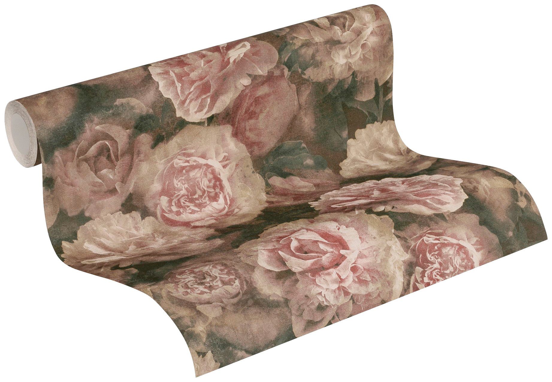 Bude Vliestapete mit Création Romantic rosa/schwarz floral, Flowery Rosen, Tapete Neue 2.0 Blumen romantischen A.S.