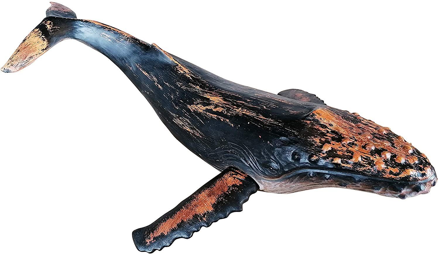MichaelNoll Dekofigur Wal Walfisch Dekofigur Polyresin Holz-Optik 87,5x52x22,9 cm