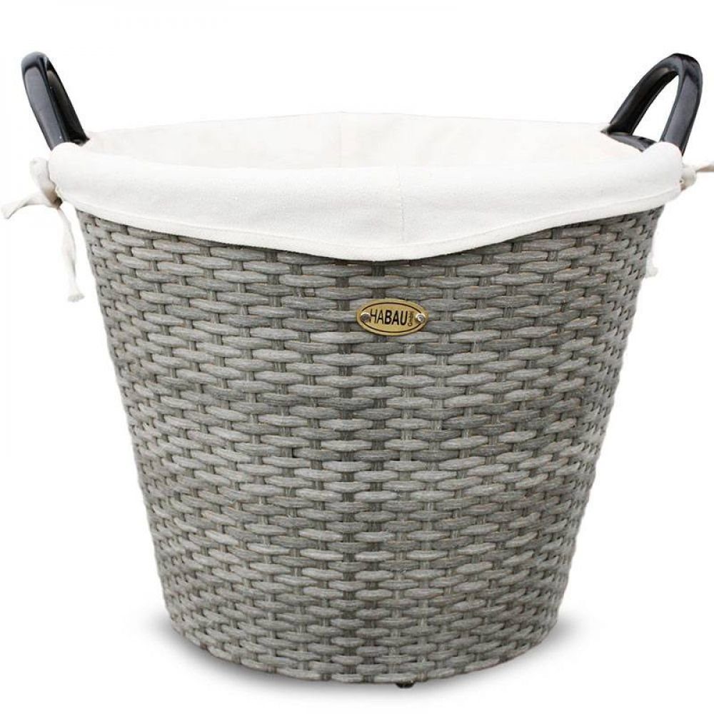 HABAU Kaminholzkorb Habau Feuerholzkorb mit Stoff aus Polyethylen, grau 48x39 cm