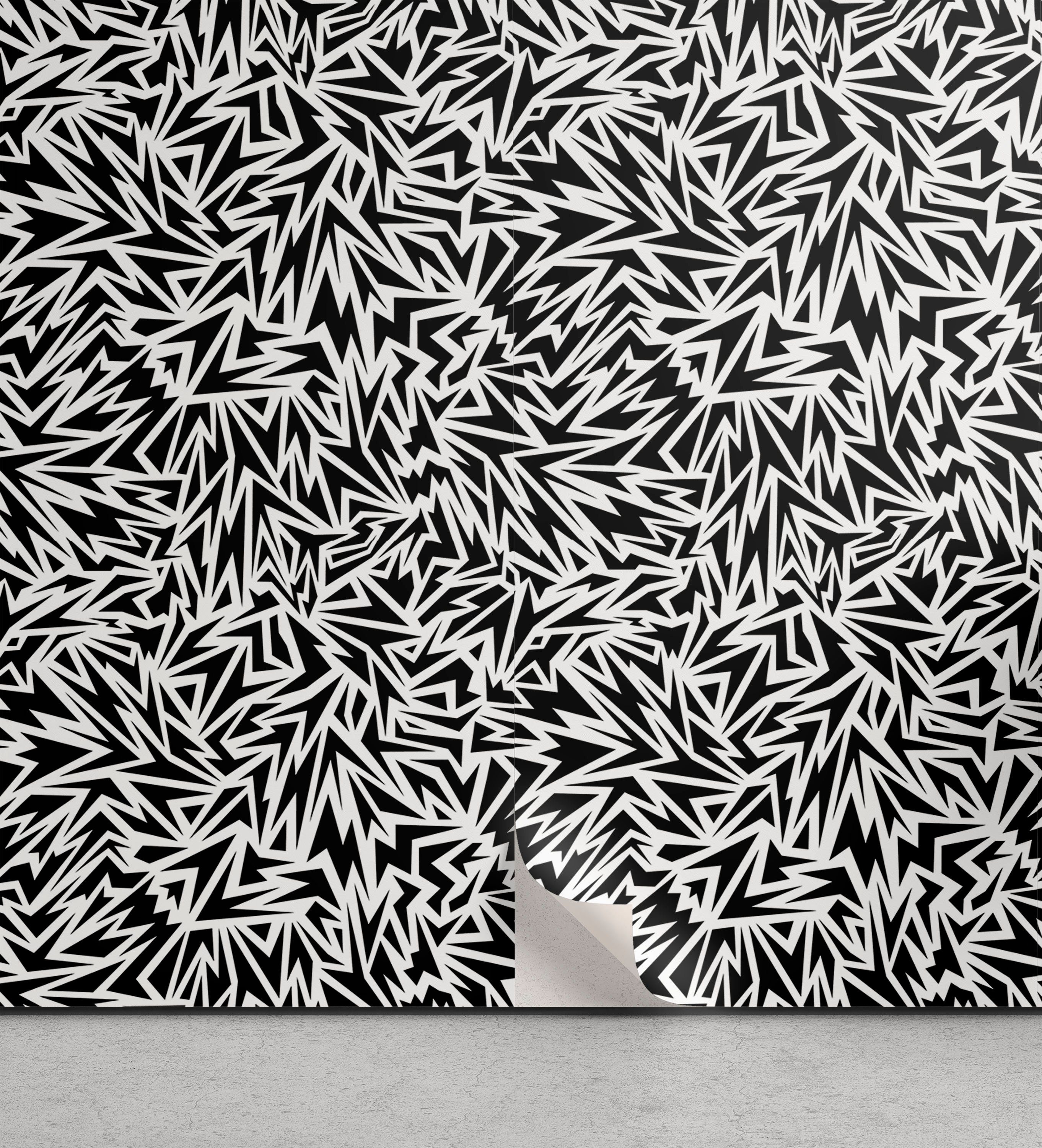 Abakuhaus Vinyltapete selbstklebendes Wohnzimmer Küchenakzent, Schwarz und weiß Sharp Shapes