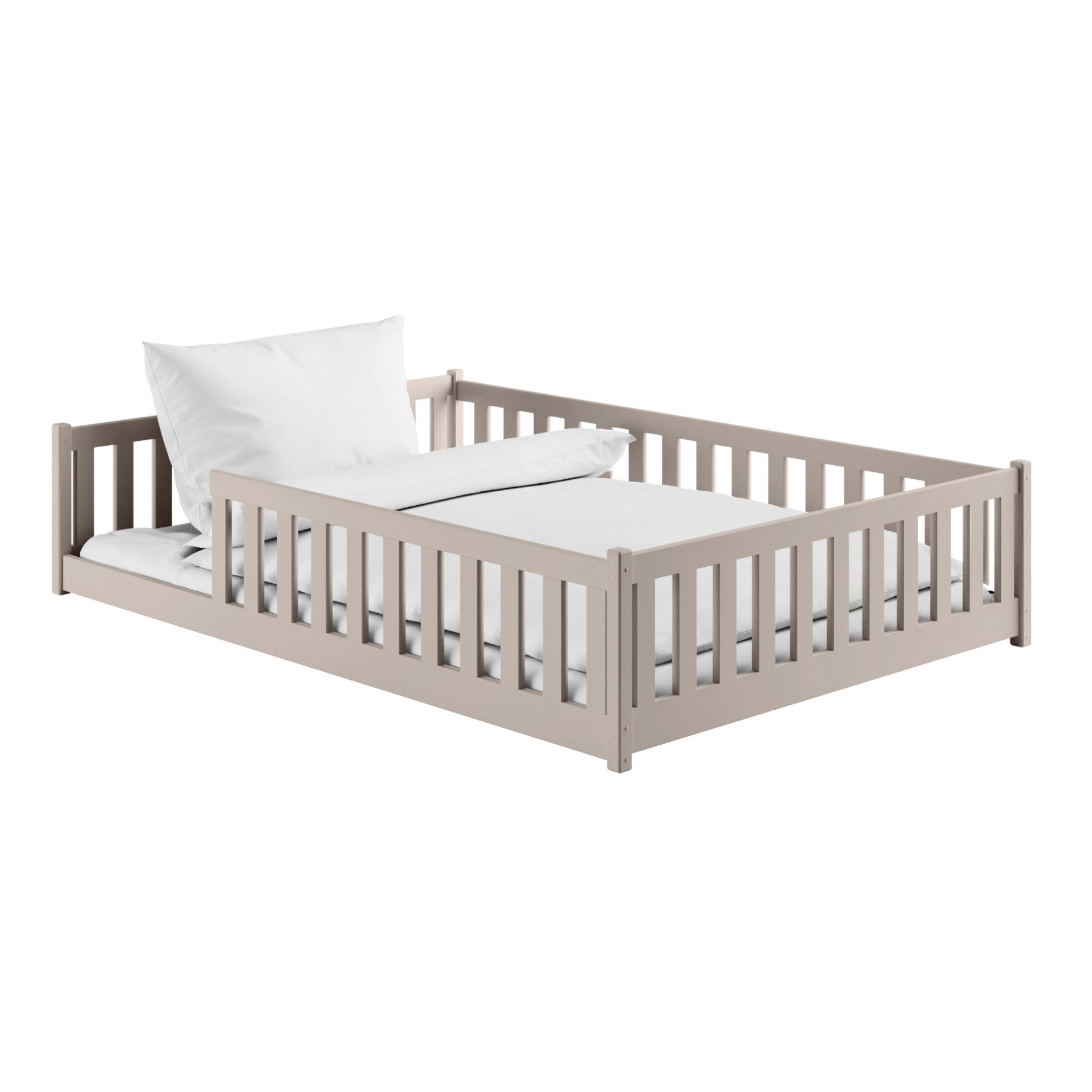 Kids Collective Kinderbett Bodenbett Bett mit Rausfallschutz & Lattenrost Montessori Bett Kinder (Jungen, Mädchen, Kinder, weitere Größen 80x160, 80x180, 90x190 – Bild 2 von 5