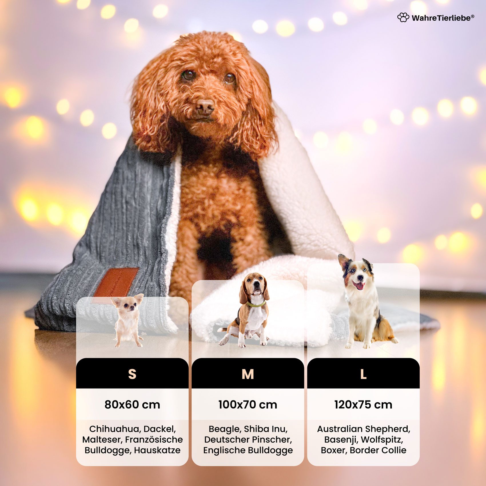 Wahre Tierliebe Tierdecke Premium Kuscheldecke Fluffy, Überzug, hält warm, wasserabweisend – Bild 5 von 5