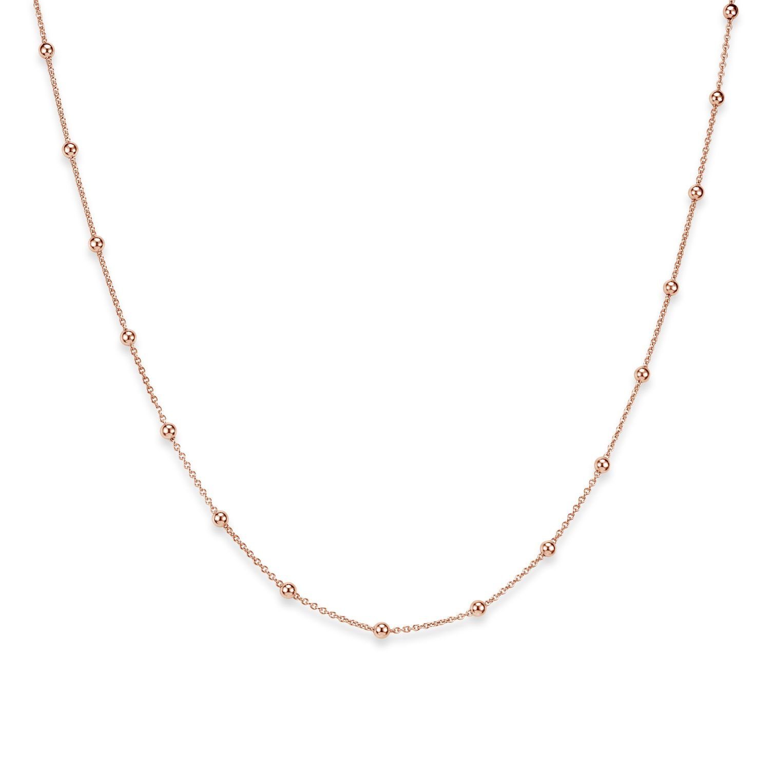 Materia Collierkettchen Damen Mädchen Rosegold Kugelkette 40-70cm K105, Sterlingsilber, doublé rosevergoldet