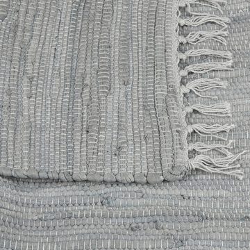 Teppich Grauer Flickenteppich aus Baumwolle, relaxdays, Höhe: 10 mm, 80x200cm