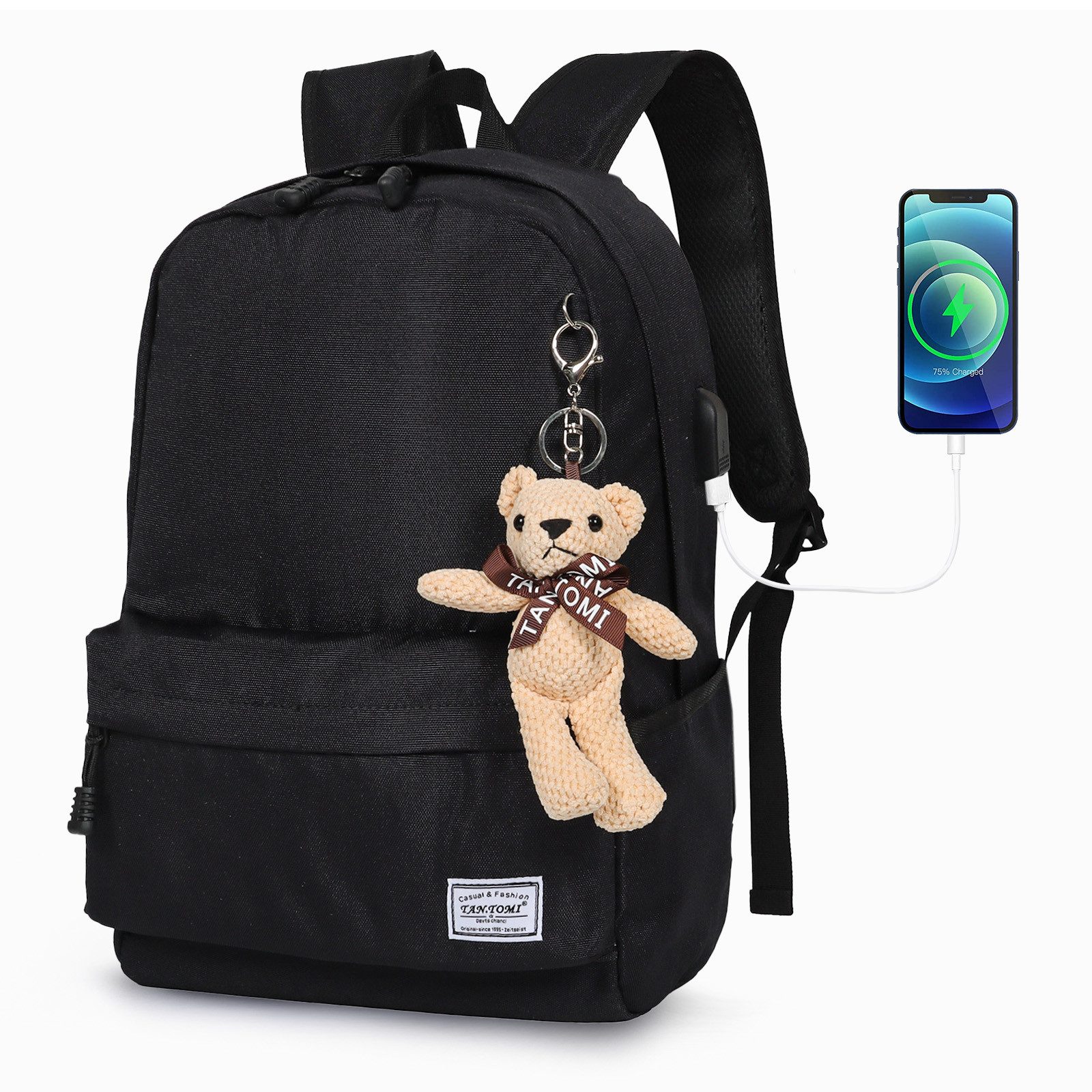TAN.TOMI Schulrucksack Schulrucksäcke Schule Mädchen Laptop-Rucksack Laptop Fach (Sportrucksack Mit USB-Anschluss Anti-Diebstahl), Rucksäcke Schulrucksack Reiserucksack Arbeitsrucksack