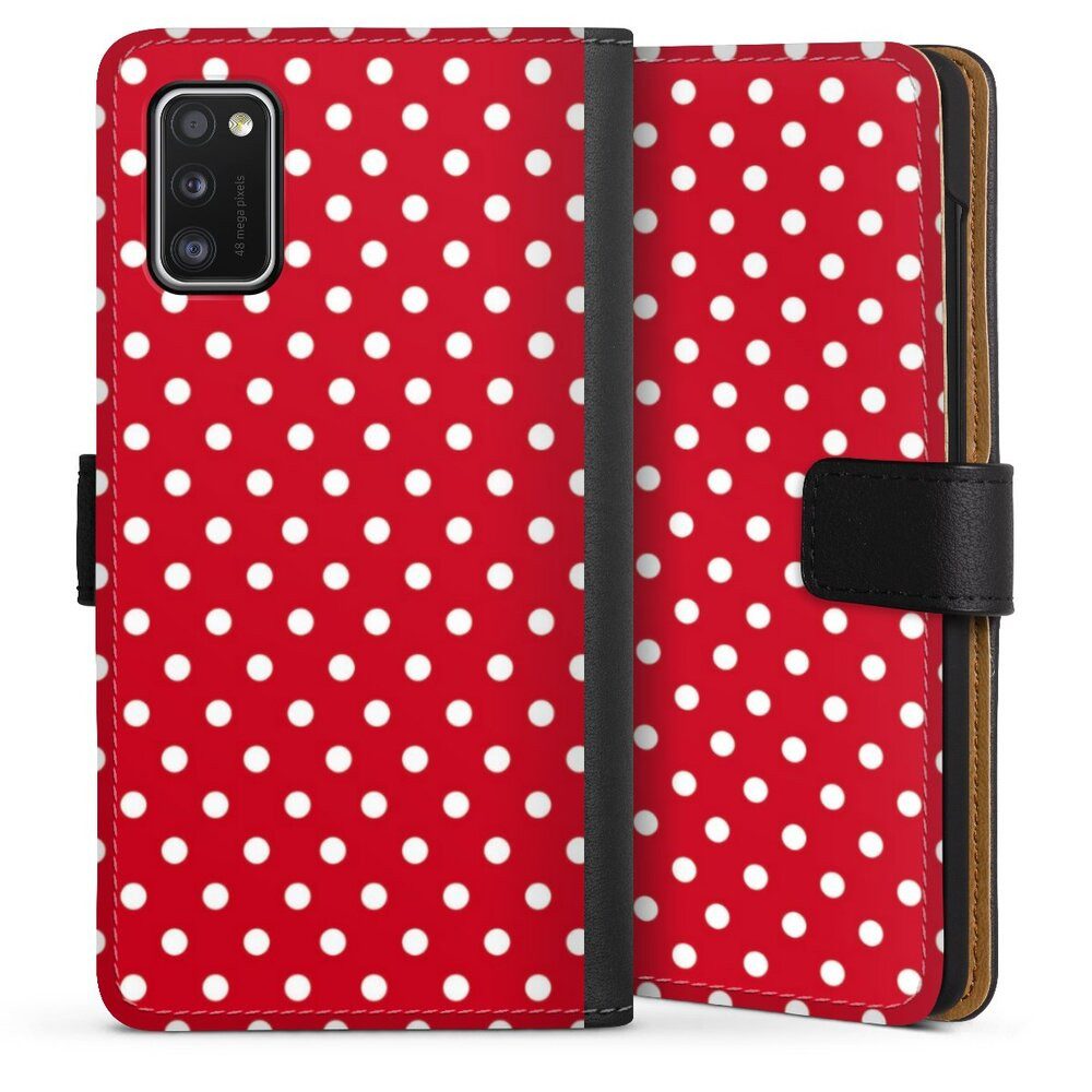 DeinDesign Handyhülle Punkte Retro Polka Dots Polka Dots - dunkelrot und weiß, Samsung Galaxy A41 Hülle Handy Flip Case Wallet Cover