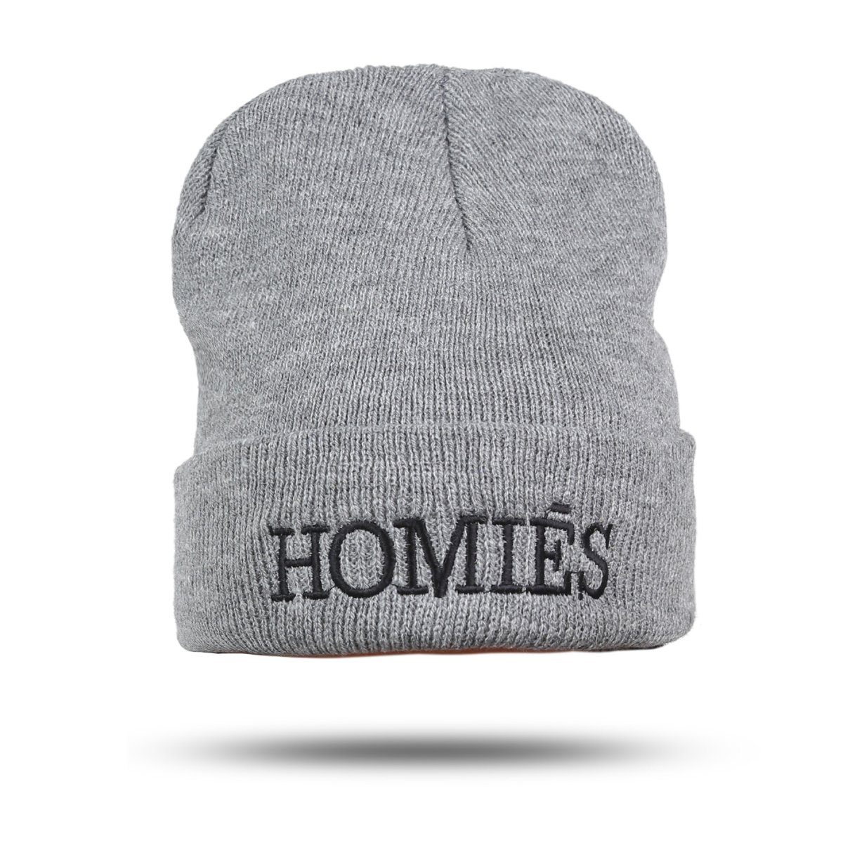 Sonia Originelli Strickmütze Statement Mütze "Homies" Beanie Strick Uni Unisex Ungefüttert, Onesize, Umschlag grau