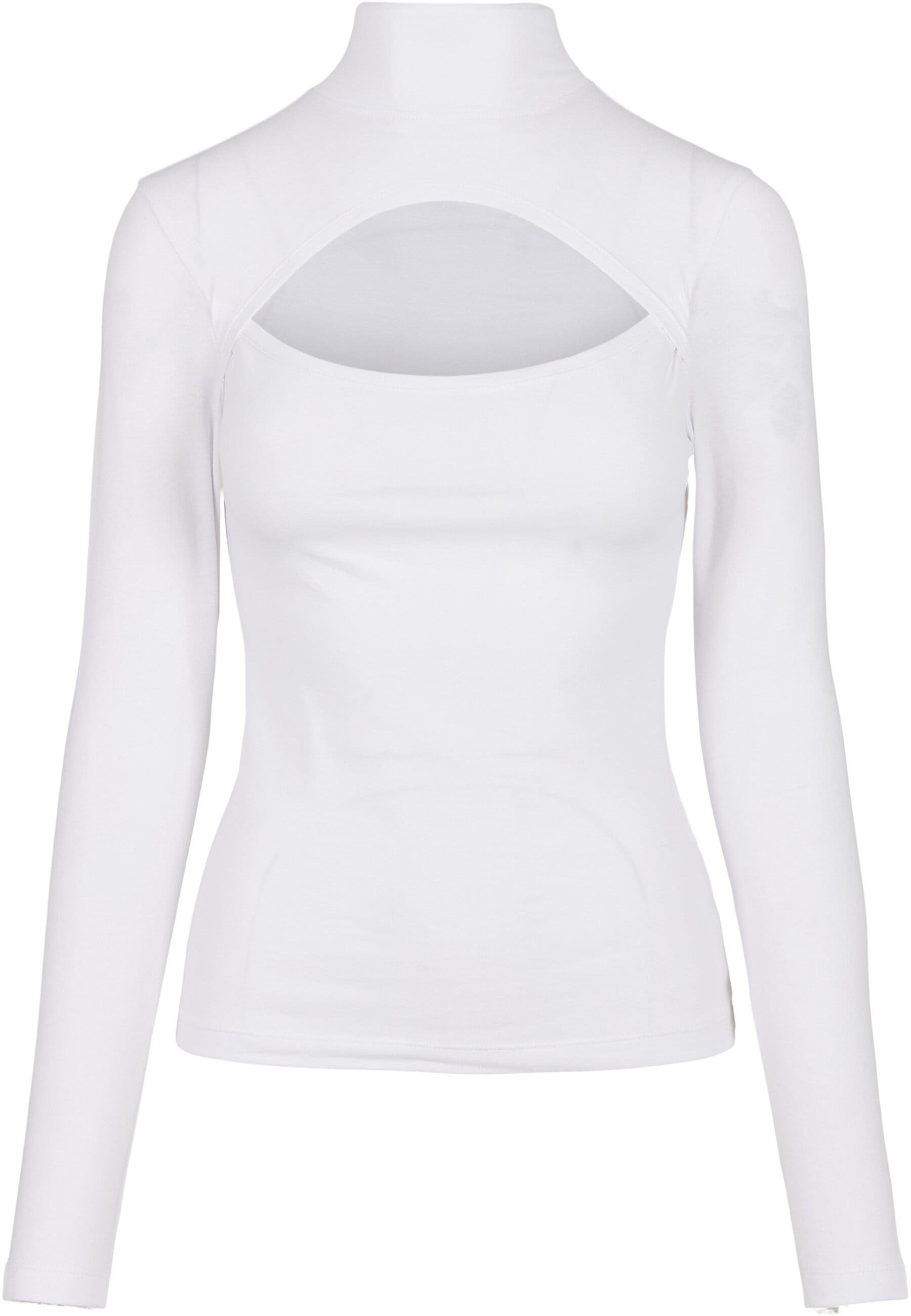 URBAN CLASSICS Langarmshirt Damen (1-tlg) white Ladies Longsleeve Turtleneck Cut-Out