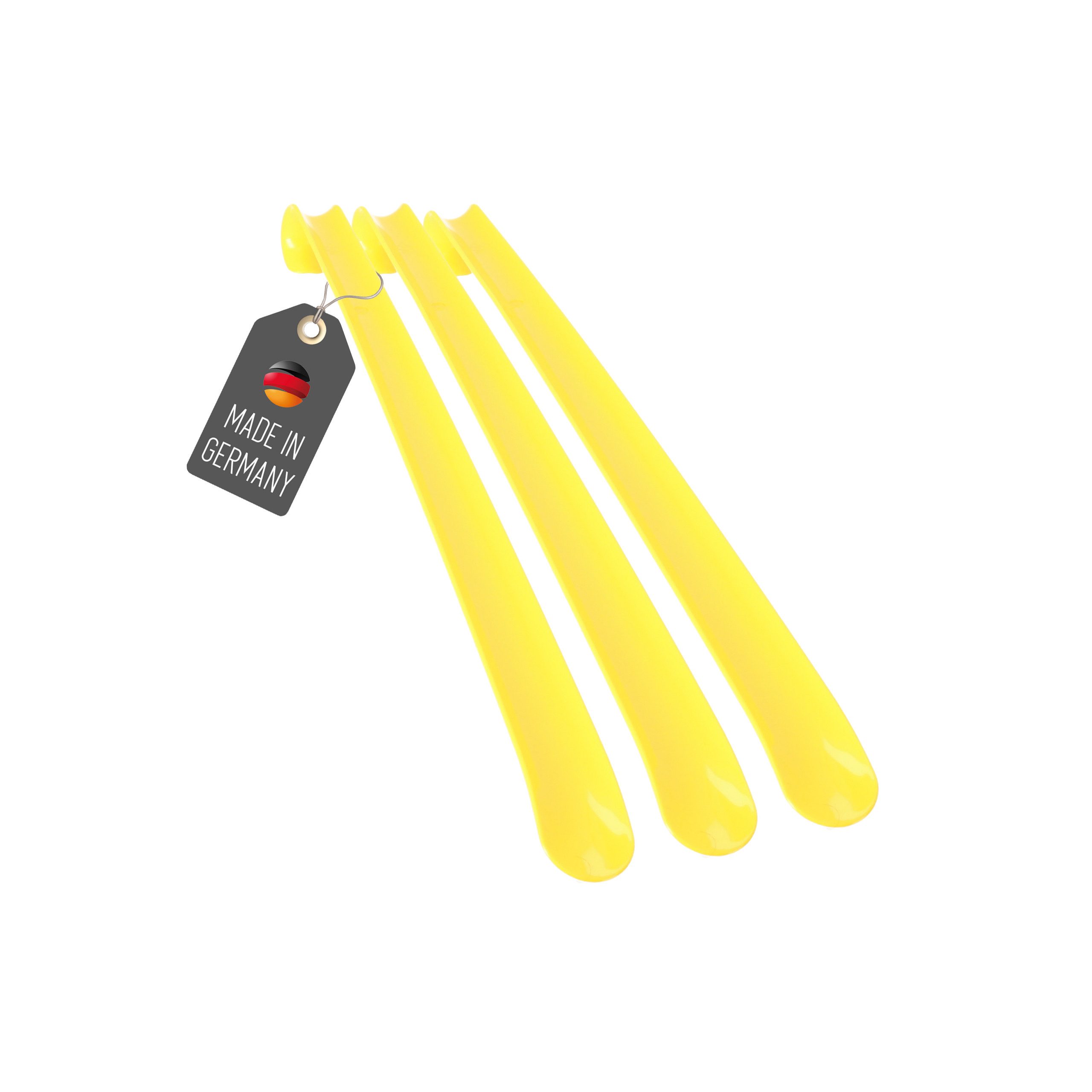 Lantelme Schuhlöffel 3 Stück Set 50cm Kunststoff stabiler Schuhanzieher Schuhanziehhilfe (3-tlg), Deutsche Herstellung, Rückenschonend, Für Erwachsene und Kinder