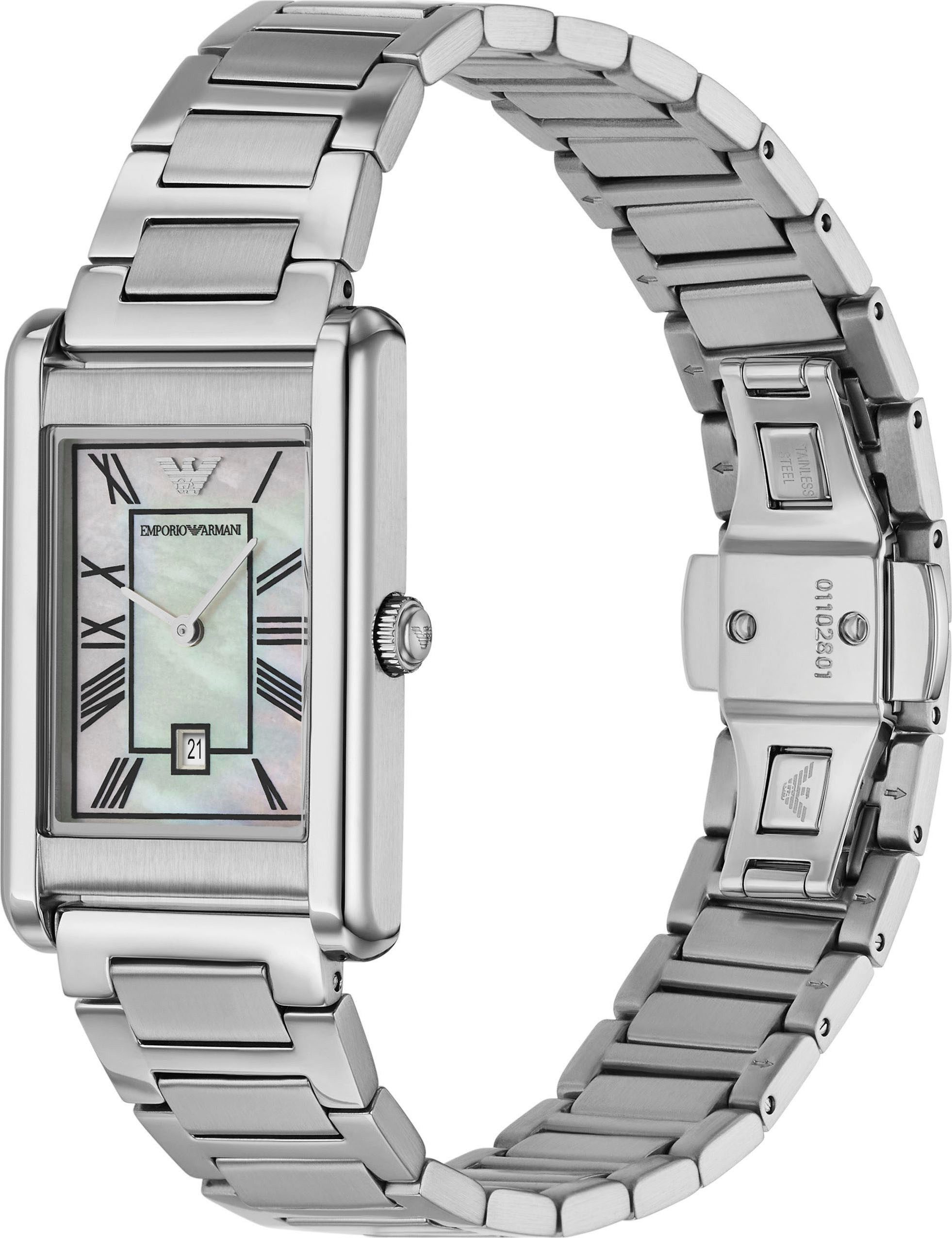 Emporio Armani Quarzuhr AR11664, Armbanduhr, Damenuhr, Herrenuhr, Edelstahlarmband, analog, Tag