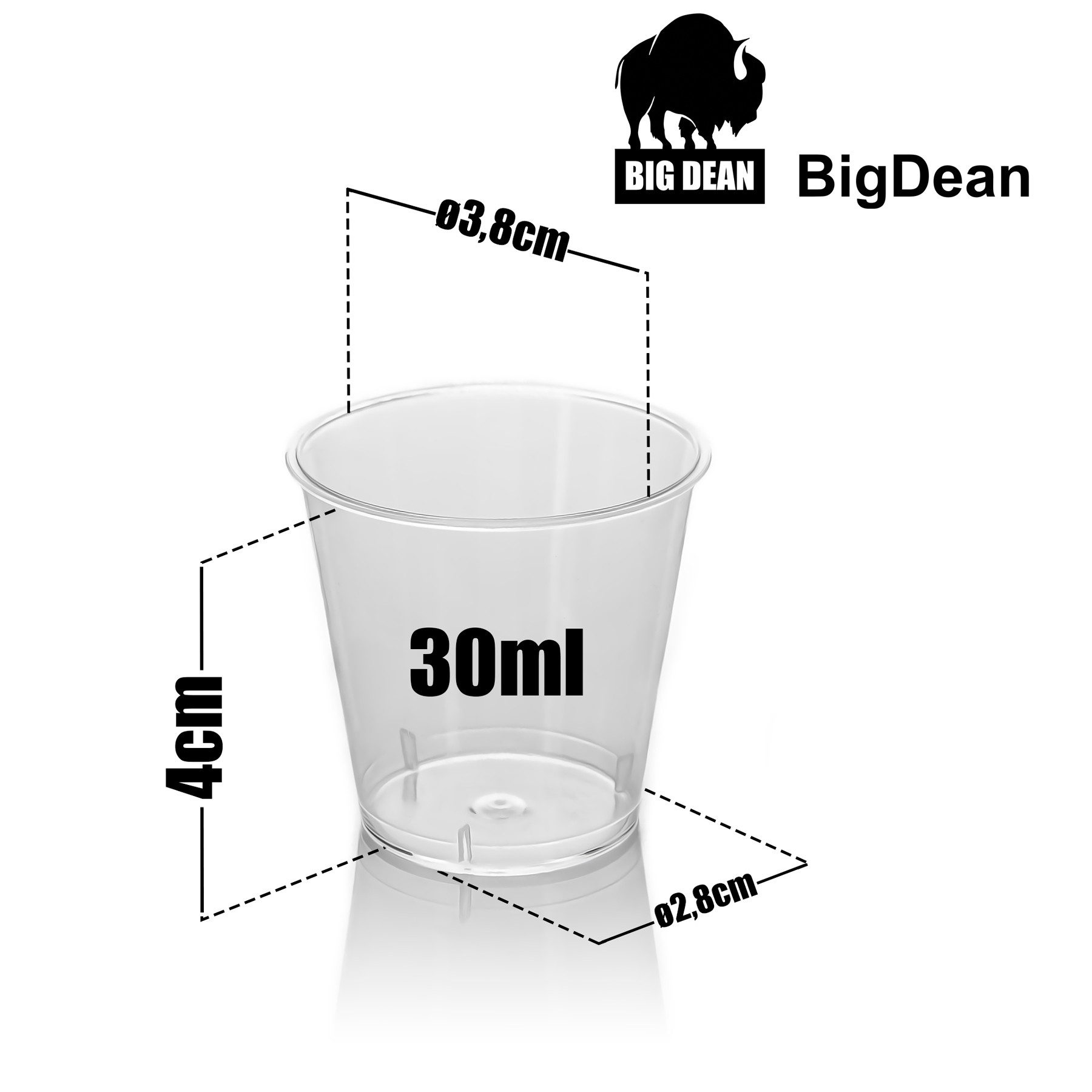 BigDean Schnapsglas 100 Stück Shotgläser Plastik 3cl, 100-tlg., Kunststoff, Party Shotglas, Plastik, BPA-Frei, Bruchsicher, Wiederverwendbar