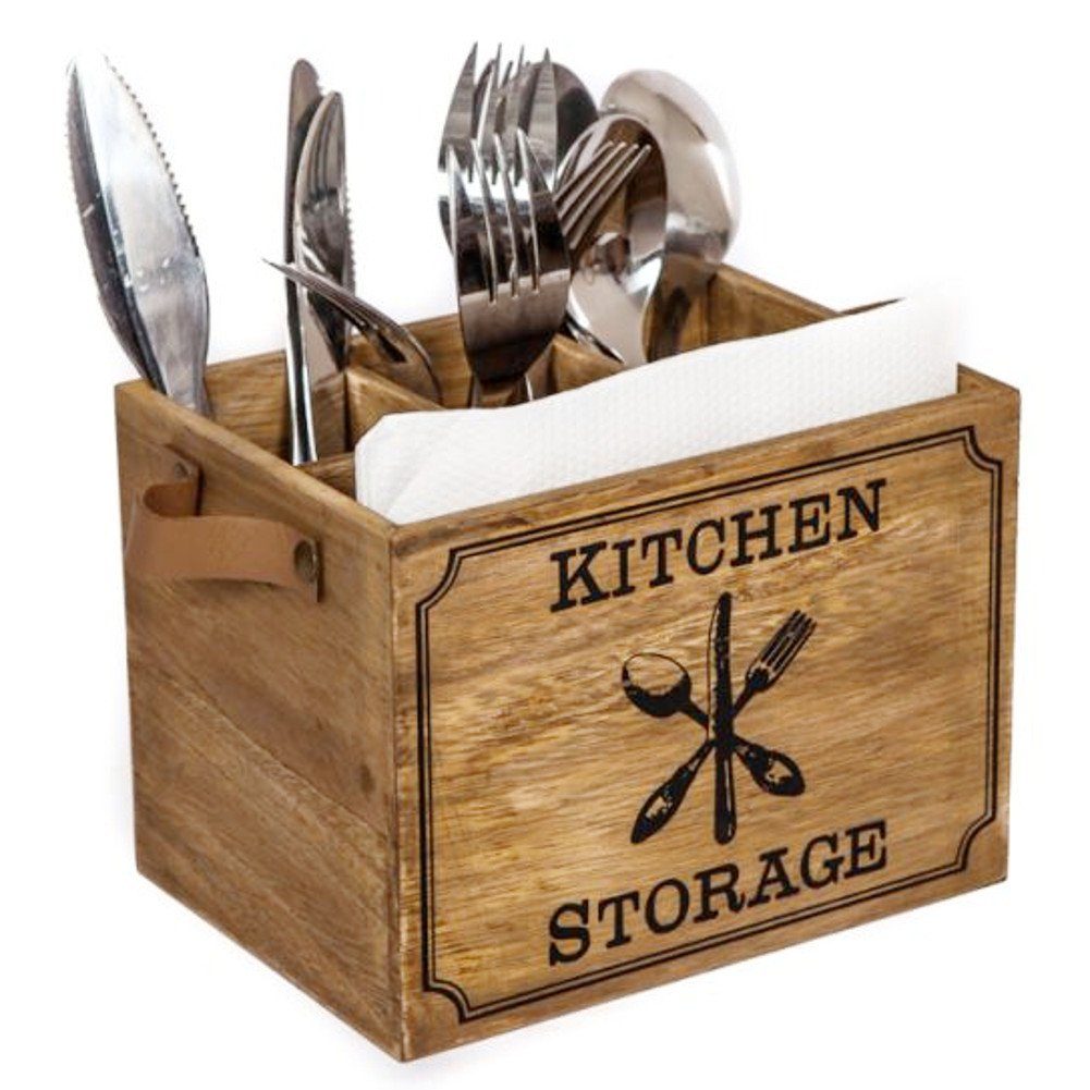 Macosa Home Besteckkasten Besteckkorb Holz Serviettenhalter Tischaufbewahru günstig online kaufen