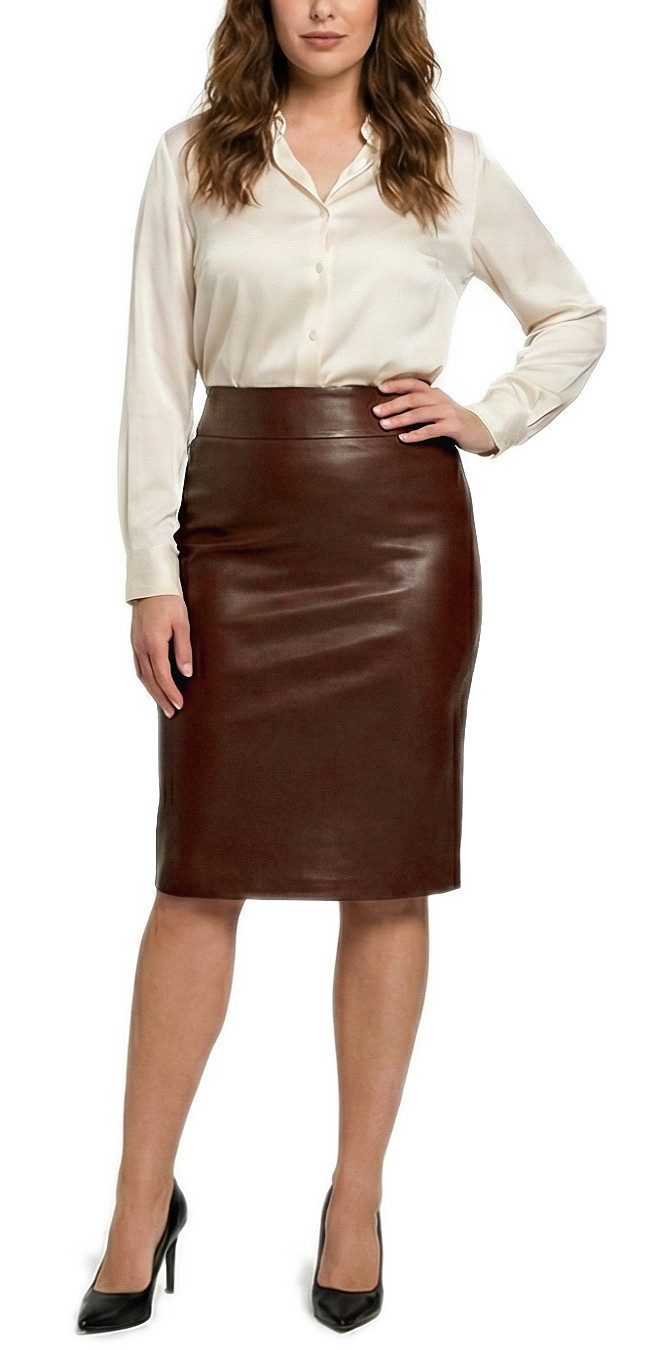 dy_mode Bleistiftrock Damen Bleistiftrock in Kunstleder-Optik High Waist Mi günstig online kaufen