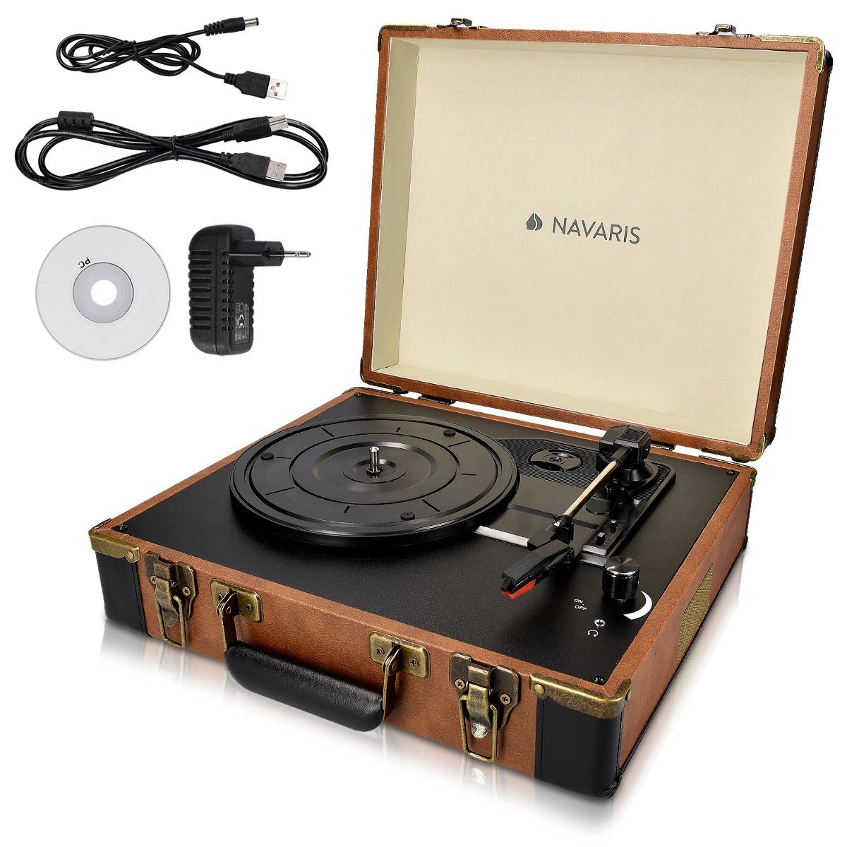 Navaris Retro Kofferplattenspieler - USB zum Digitalisieren - Vintage Проигрыватели