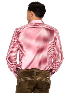 OS-Trachten Trachtenhemd Karo Langarmhemd BASIC rot (Regular Fit)