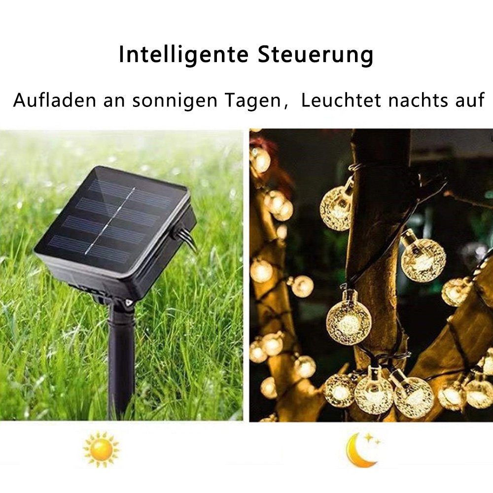 Dekorative LED Solar Kugel-Lichterkette Gartenleuchte, LED Wasserdicht, LED für Außen Licht, Solarleuchte, Gartendekoration 50 Warmes draußen, Solarleuchte