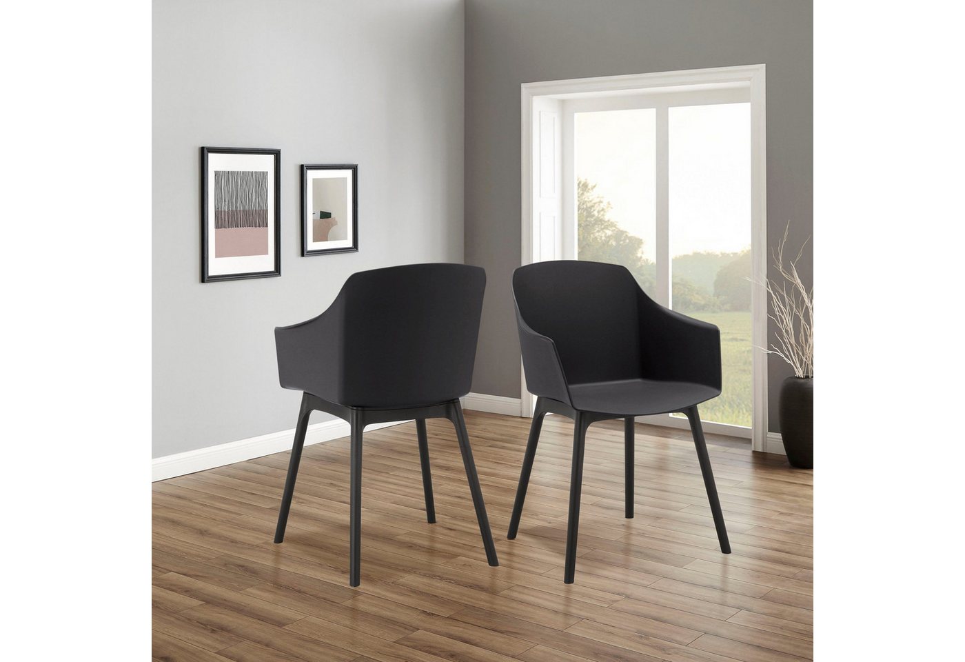 loft24 Esszimmerstuhl Nolia (Set, 2 St), Armlehnstuhl aus Kunststoff, Stuhl, Küchenstuhl, modern