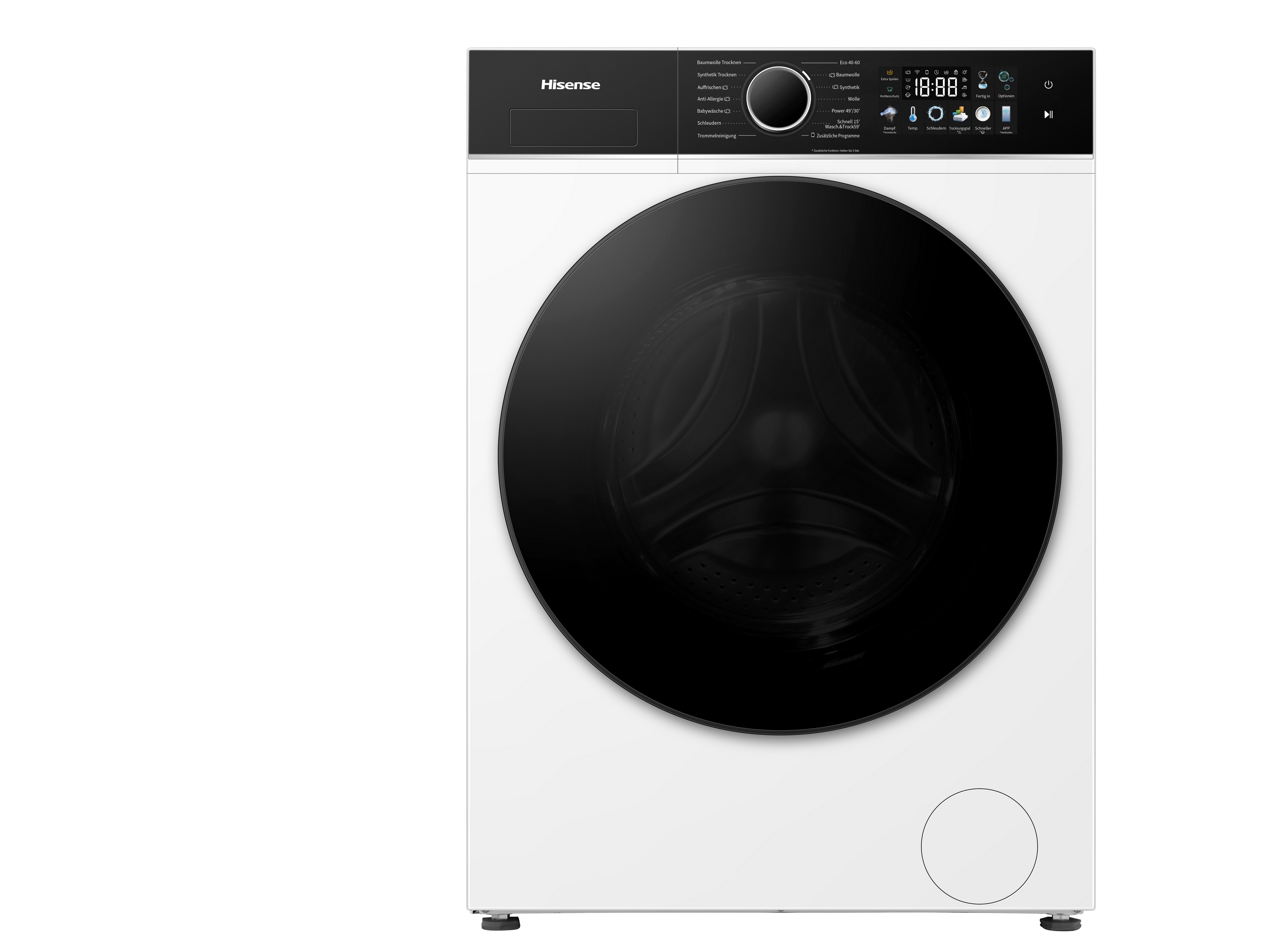 Hisense Waschtrockner 3i Serie WD3I8043BWF2, 8 kg, 5 kg, 1400 U/min, Waschen & Trocknen in 59 min.