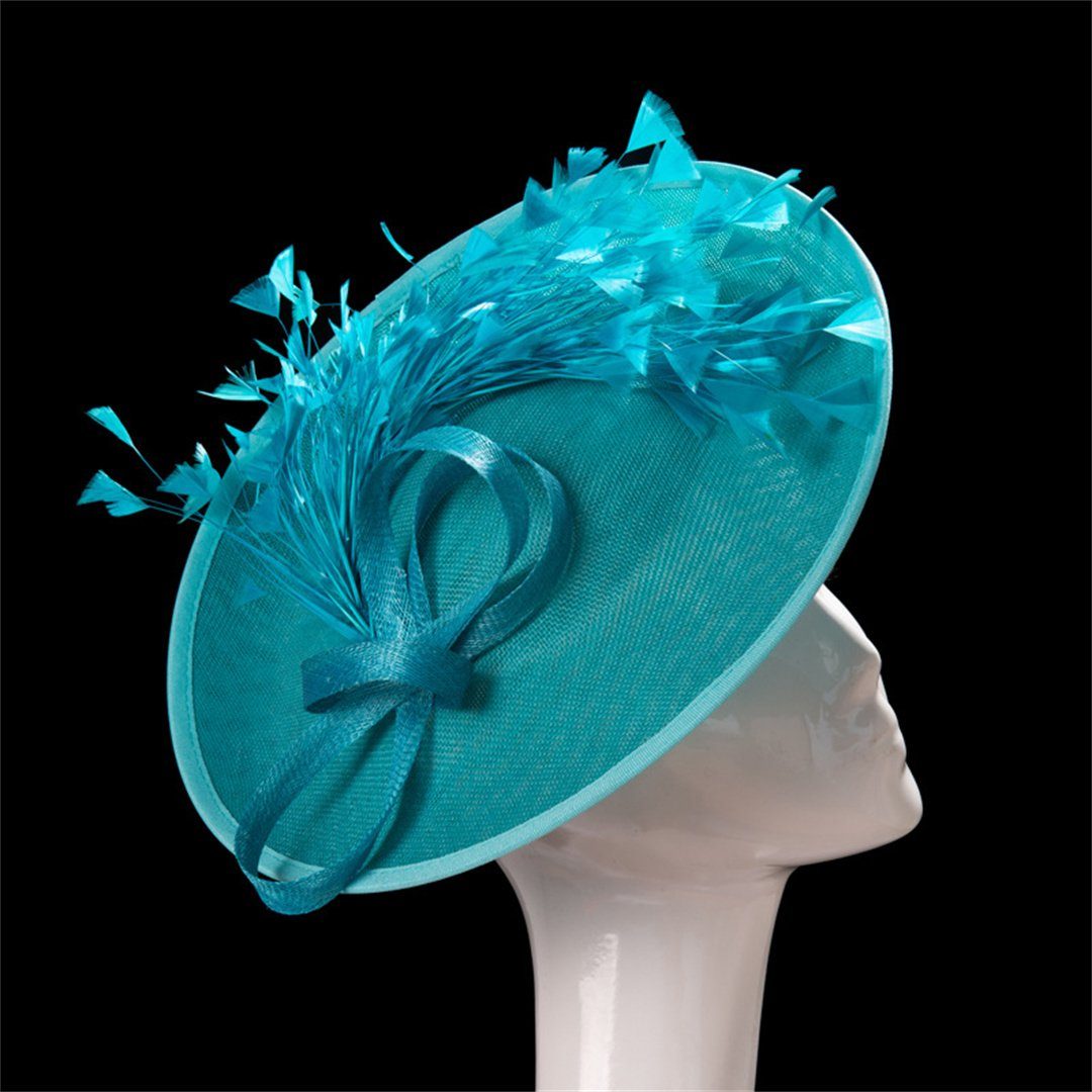 Topper Hochzeits-Kopfbedeckung für Frauen, Derby-Kirche Blumen-Fascinator-Hut, L.Ru UG, (Kopfschmuck aus Leinenimitat, Bankett-Tanz-Damenmode-Hut-Haarschmuck), Fedoras, Party, Chapeau-Mütze, Feder-Kopfbedeckung, Braut Blau