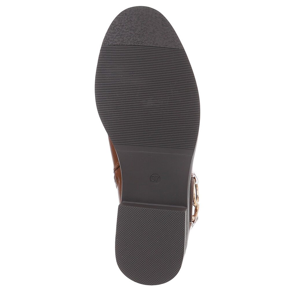 Ital-Design Elegante Damen-Stiefelette mit Schnalle und elastischen Einsätzen Stiefelette (90169390) Blockabsatz Chelsea Boots in Camel