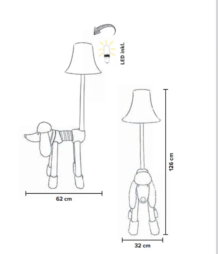 Happy Lamps GmbH Stehlampe Happy Lamps Bello der Pudel Stehlampe hellbraun