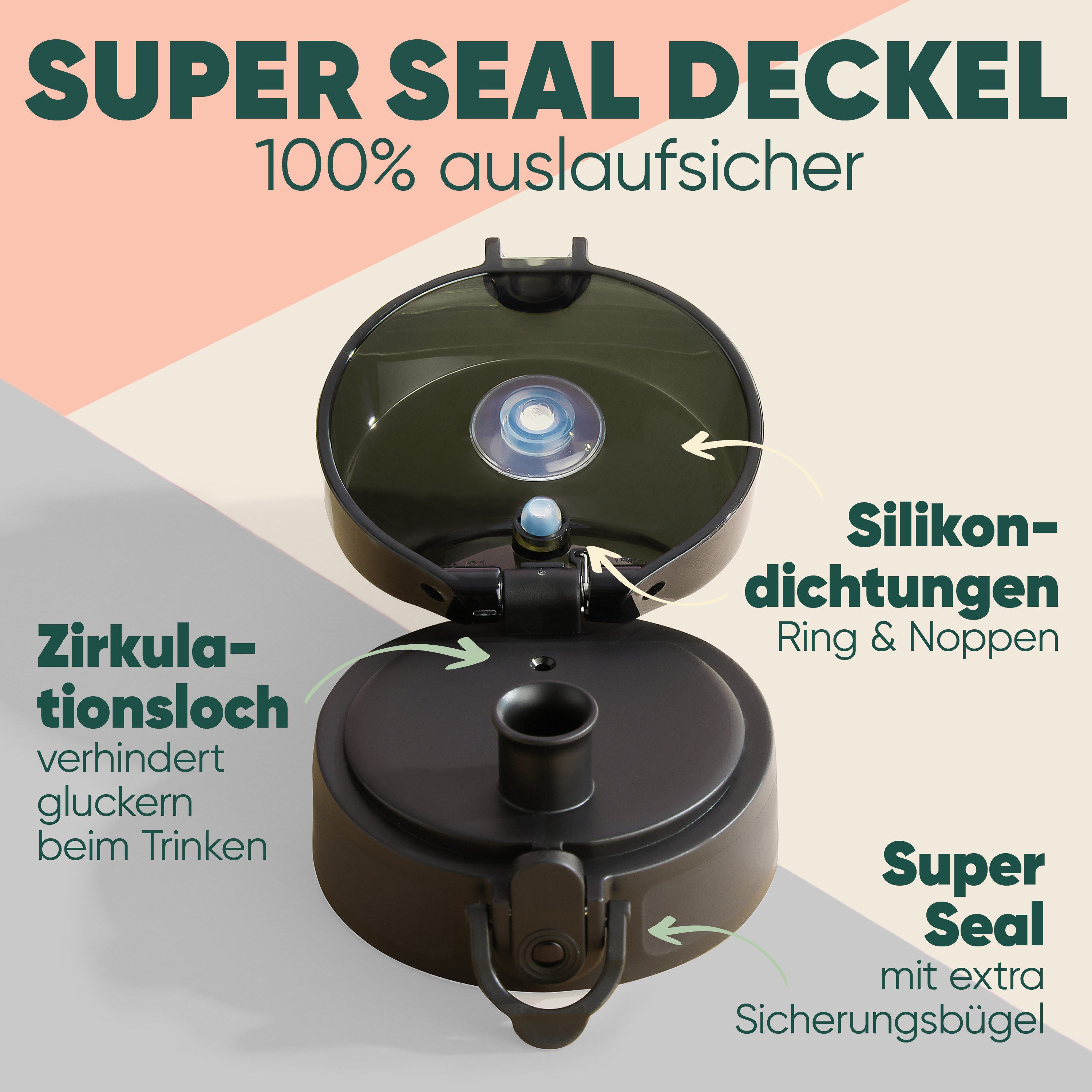 Blumtal Trinkflasche auslaufsichere Trinkflasche Sport + 1-Klick-Verschluss, BPA-freie Wasserflasche mit Sieb - spülmaschinenfest