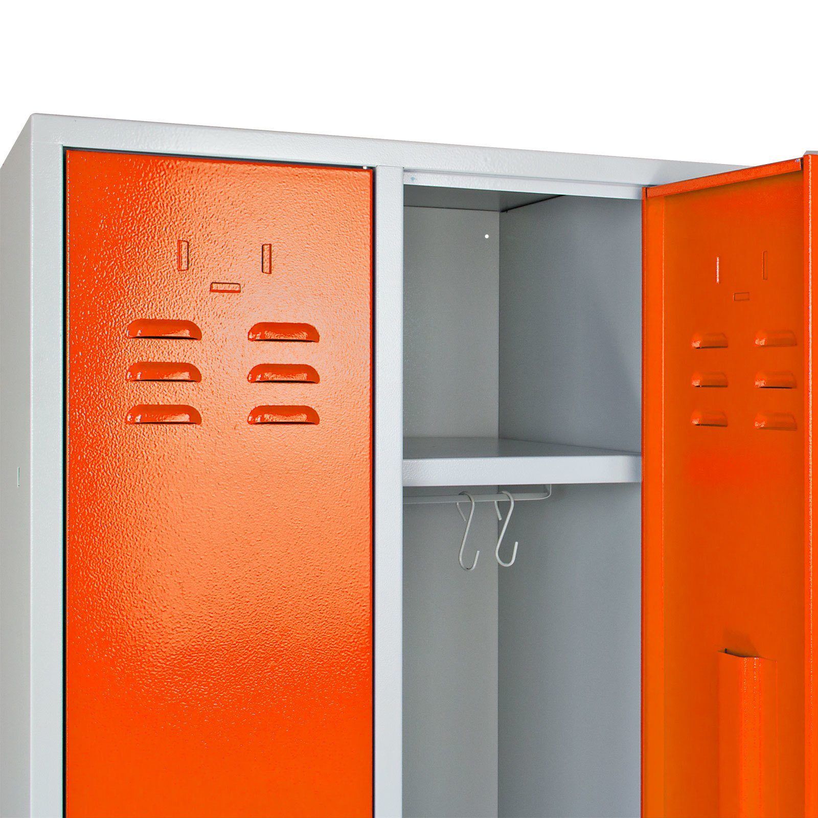 Grau/Orange Garderobenschrank PROREGAL® 178x60x50cm, Garderobenschrank mit HxBxT Türen, 2 Ermine Hellrotorange
