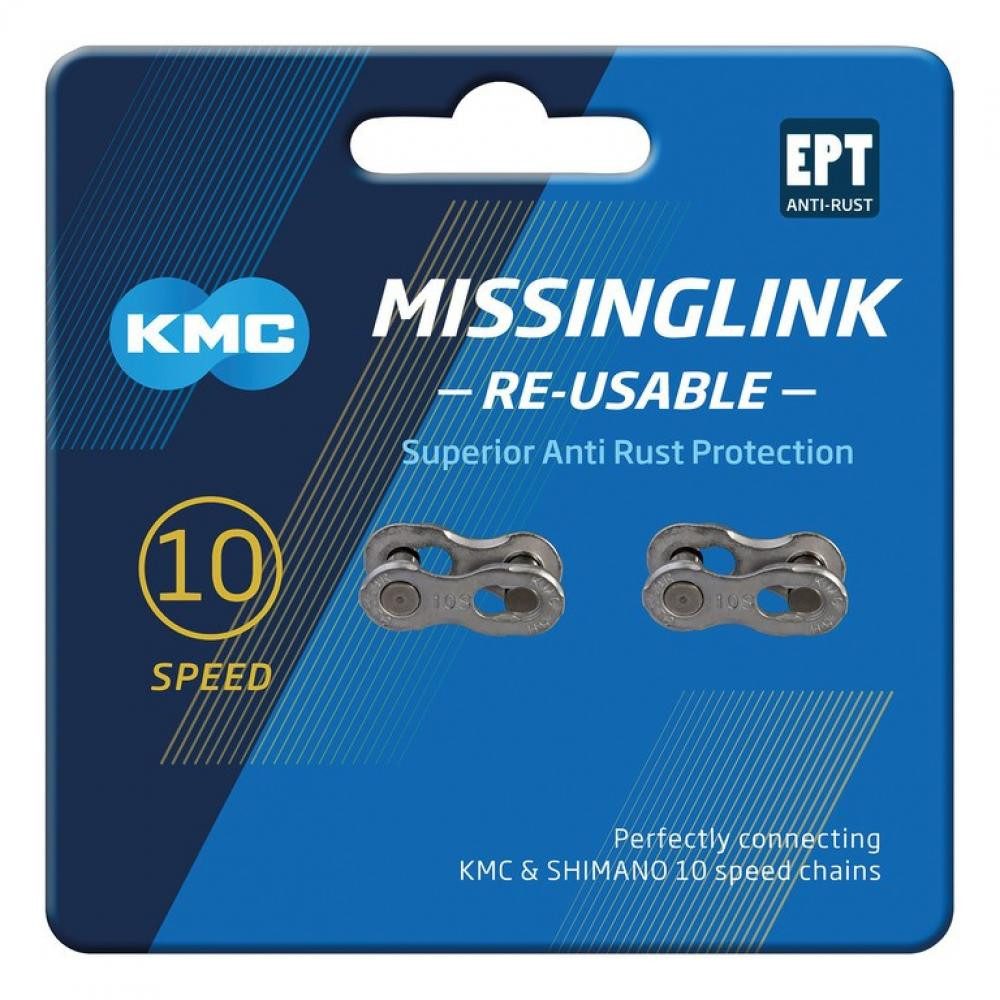 Fahrradkette KMC CL-559RS EPT MissingLink 10-fach Kettenverschluss, silber, wiederv