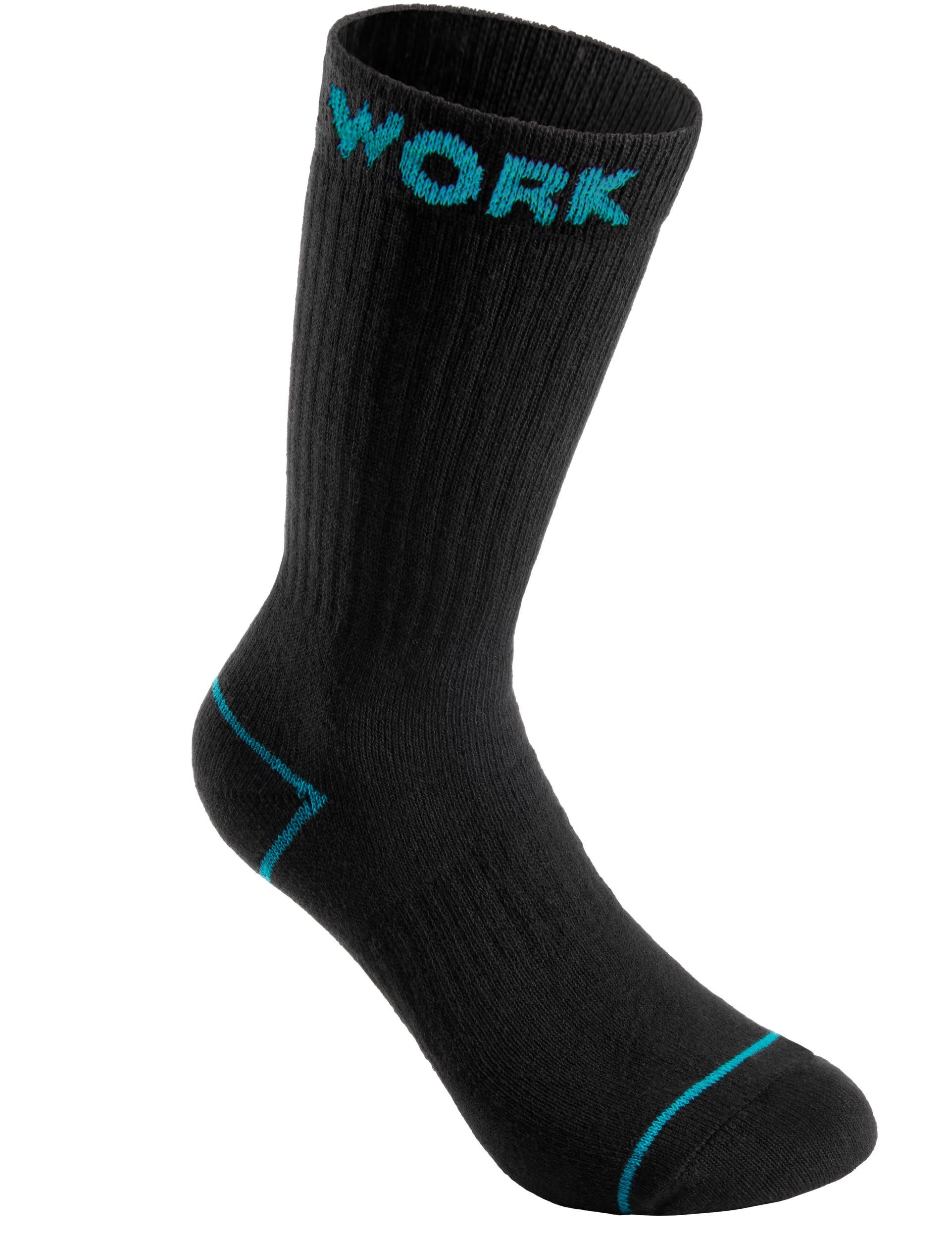 Fersen Arbeitssocken (Verstärkter der 10 Arbeit Robuste und Zehenbereich, aus Socks 20 Work Herren optimalen - auf 10-Paar, Socken Arbeitssocken Schwarz Paar BRUBAKER Baumwolle) Funktionssocken Halt oder Work für - für Türkis