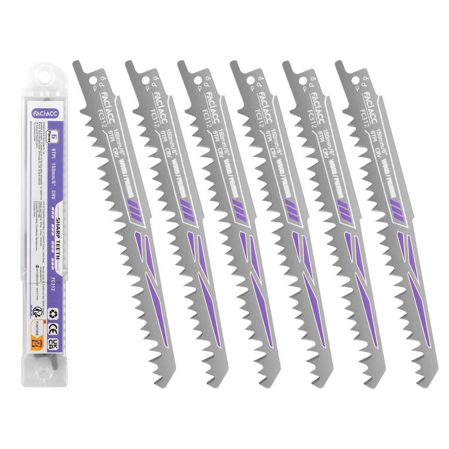 Säbelsägeblatt Säbelsägeblatt-Set Holz 6Stk 150mm 6TPI